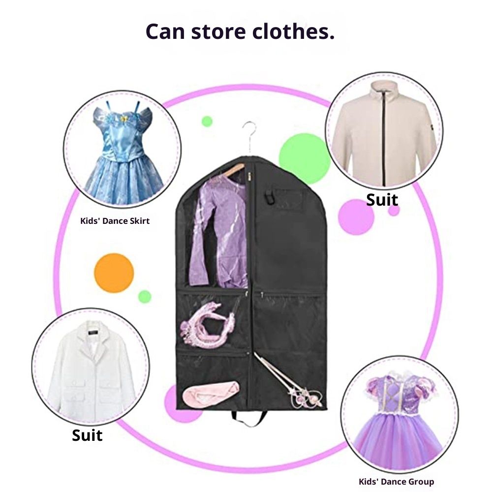 40Inch Garment Bag for Hanging Clothes, Waterproof Dance Costume Bags, Gusseted Hanging Garment Bags for Travel Storage, Kids Garment Bag, Garment Bag for Dance Competitions（Black-2 pack, oniy bag) - Image 4