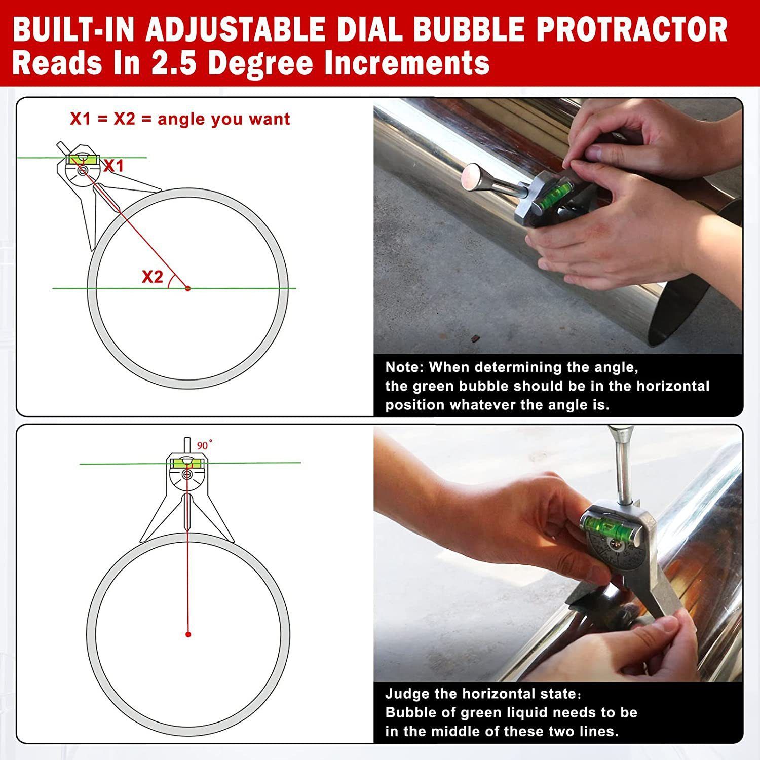 Upgraded Pipe Center Finder, Measure Pipe Diameter, Pipefitter Tools With Centering Head, Measure Pipe Diameter Over 0.5