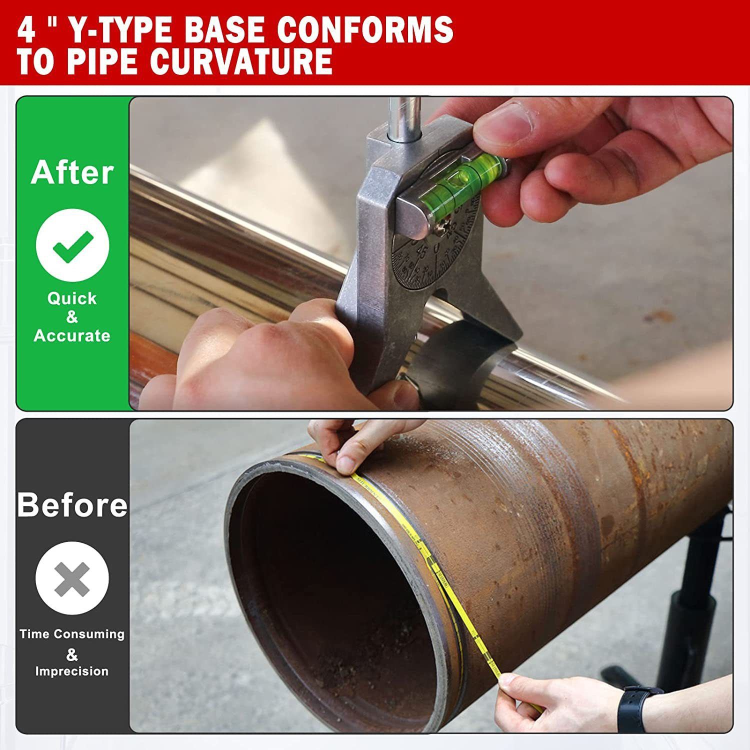 Upgraded Pipe Center Finder, Measure Pipe Diameter, Pipefitter Tools With Centering Head, Measure Pipe Diameter Over 0.5