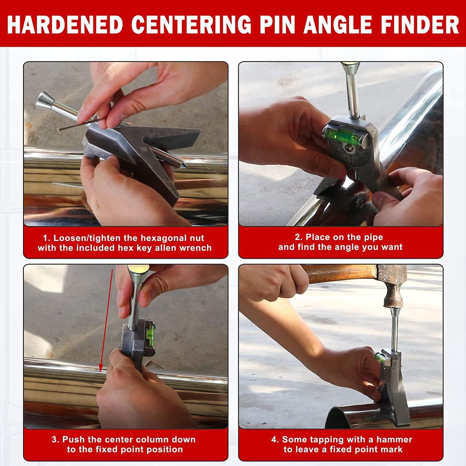Upgraded Pipe Center Finder, Measure Pipe Diameter, Pipefitter Tools With Centering Head, Measure Pipe Diameter Over 0.5