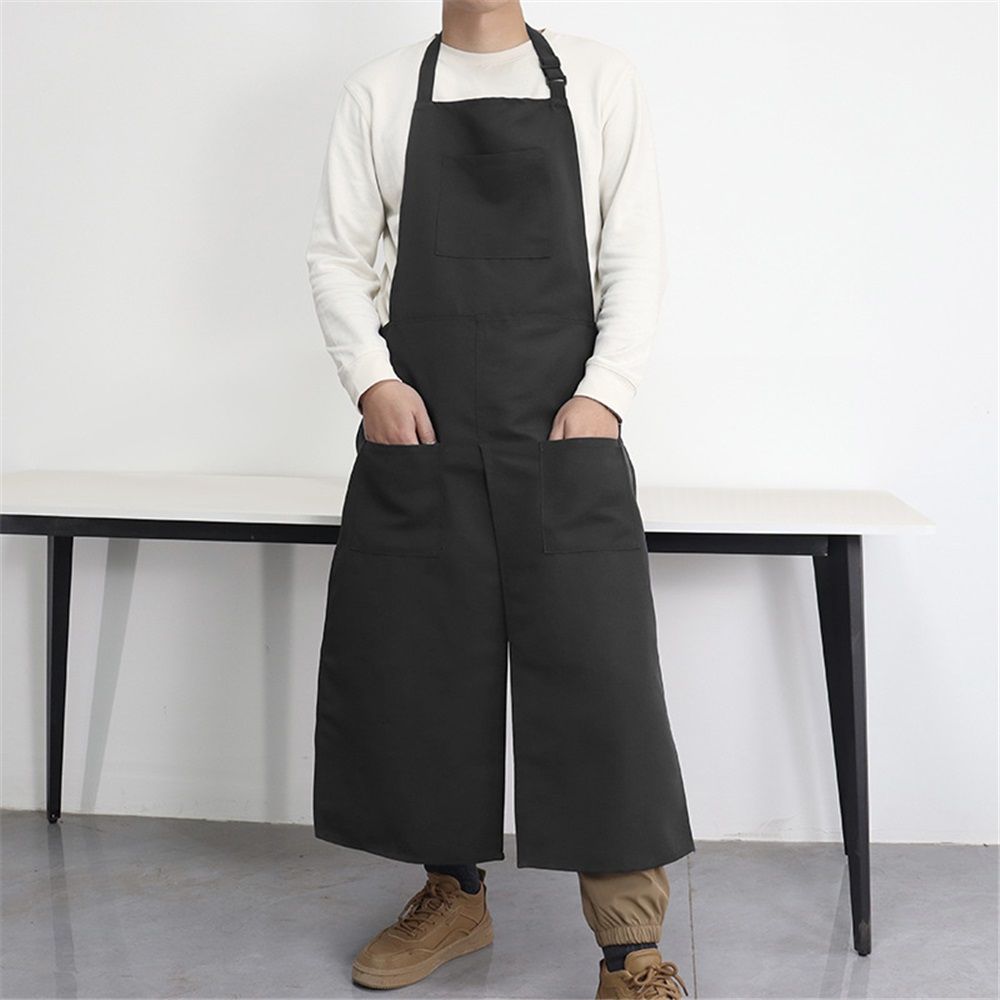 Pottery Apron Split Leg Long Artist Painting Aprons with 3 Pockets for Ceramics Clay Women Men（black） - Image 2