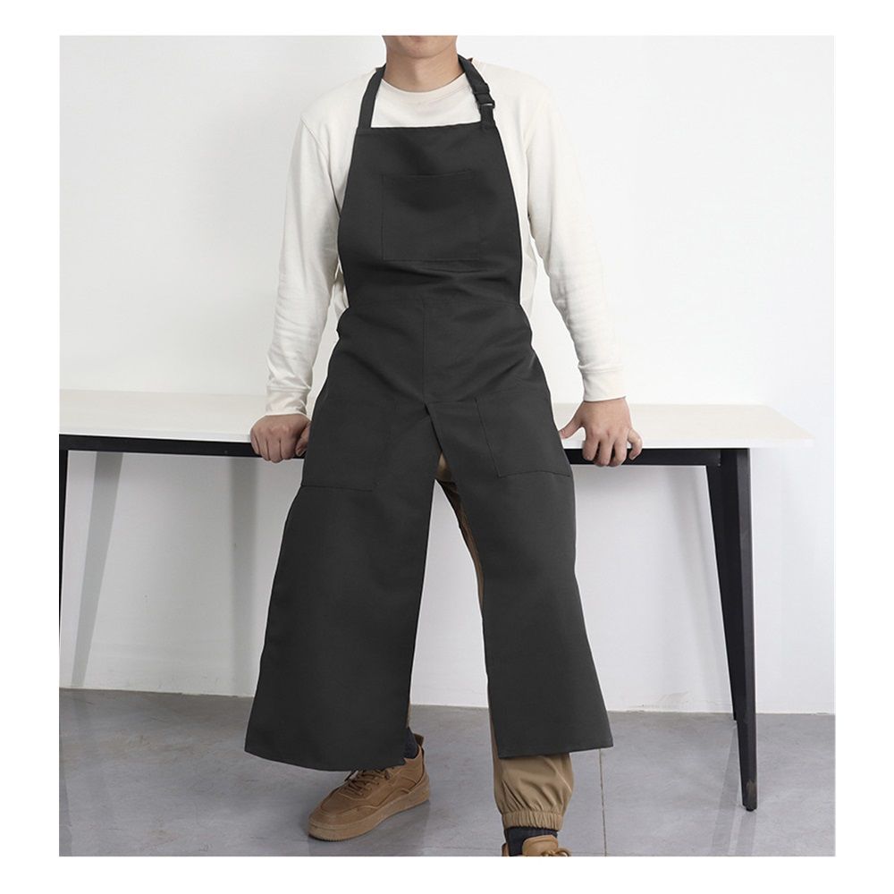Pottery Apron Split Leg Long Artist Painting Aprons with 3 Pockets for Ceramics Clay Women Men（black） - Image 3