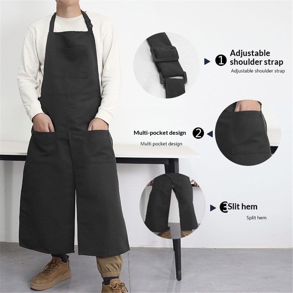 Pottery Apron Split Leg Long Artist Painting Aprons with 3 Pockets for Ceramics Clay Women Men（black） - Image 4