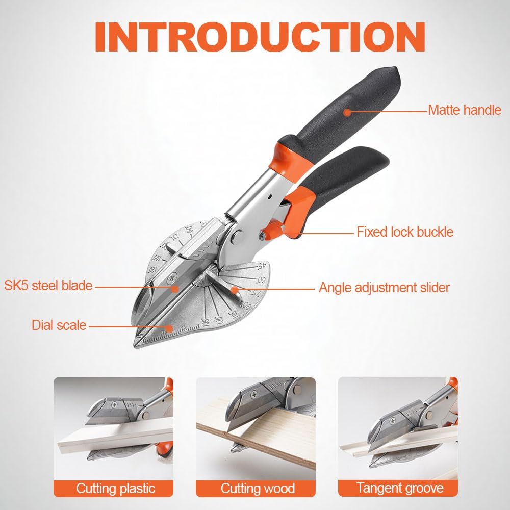 Miter Shears- Multifunctional Trunking Shears for Angular Cutting of Moulding and Trim, Adjustable at 45 to 135 Degree, Hand Tools for Cutting Soft Wood, Plastic, PVC - Image 5