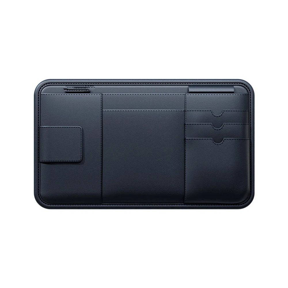 Car Visor Organizer, Premium Leather Sunglasses & Card Holder for Cars, Registration/Insurance Slot, Credit Card Pockets, Automotive Interior Organizer for Car Sun Visor (Black Leather) - Image 1