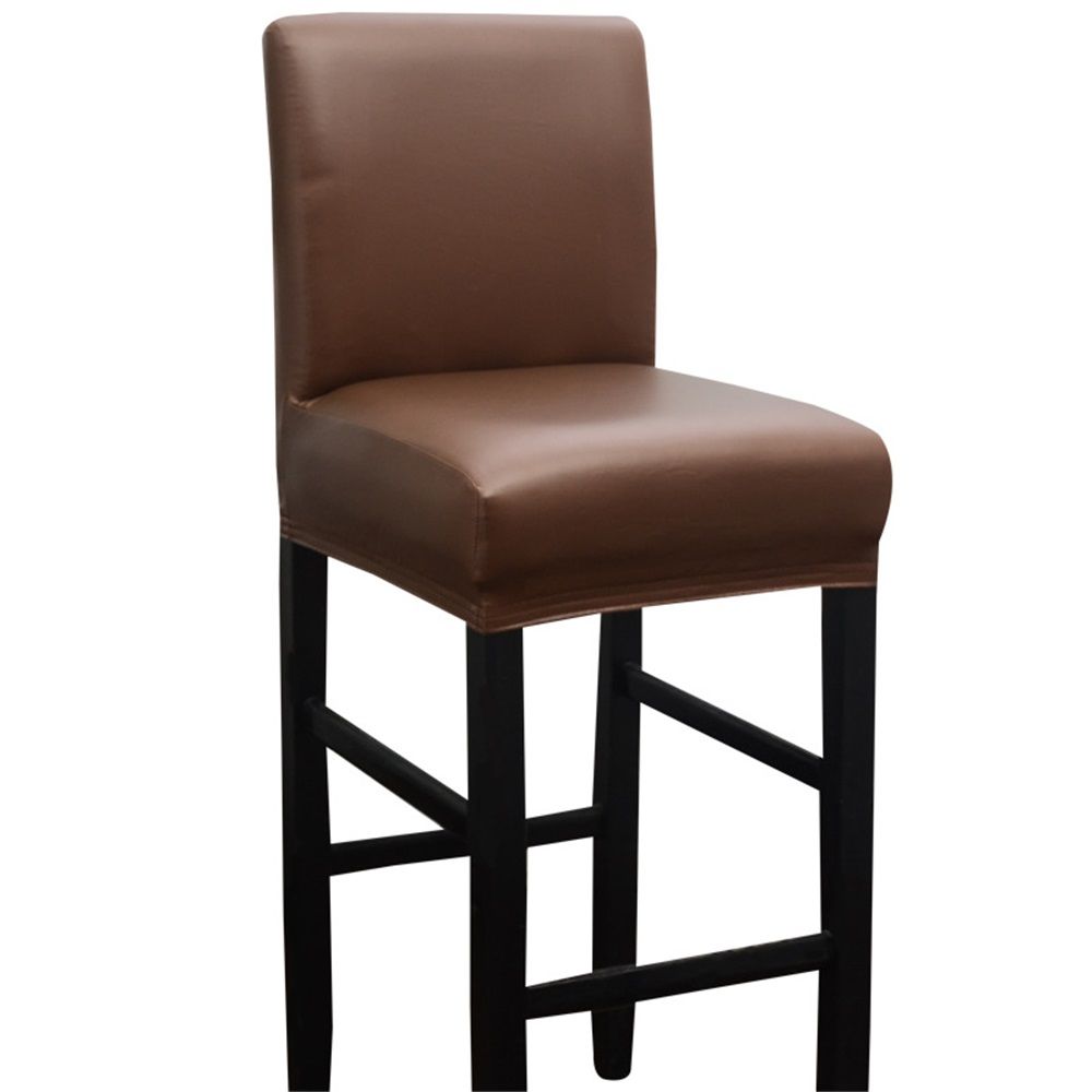 Bar Stool Covers,2 Pack Stretch Waterproof PU Bar Stool Covers with Backs Bar Stool Chair Covers Barstool Covers Slipcovers with Back Pub Counter Stool Chair Covers Coffee - Image 2
