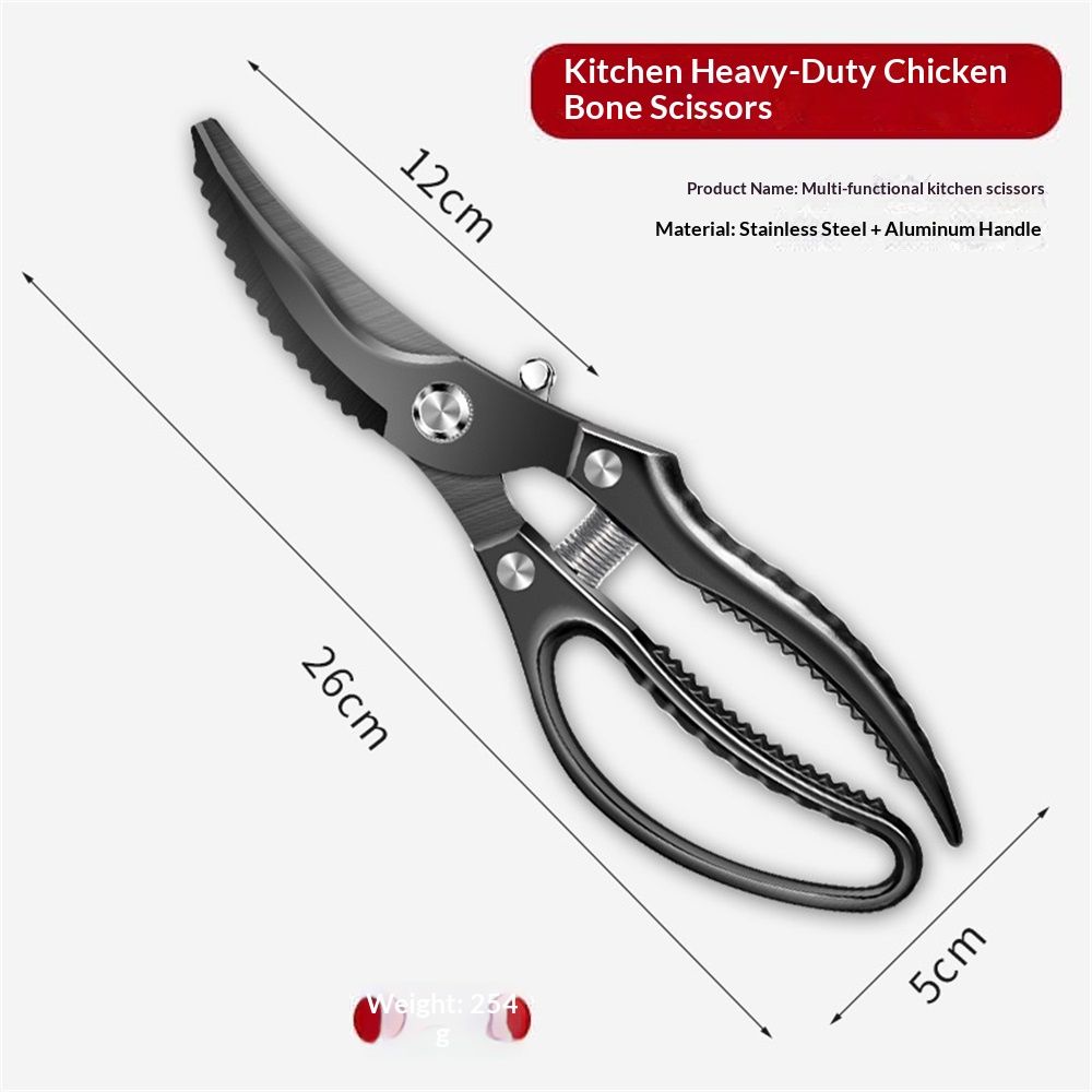 Poultry Scissors- Professional Heavy Duty Kitchen Shears for Spatchcocking Chicken and Meat Cutting- Multi-Purpose Kitchen Scissors for Food - Stainless Steel - Image 1