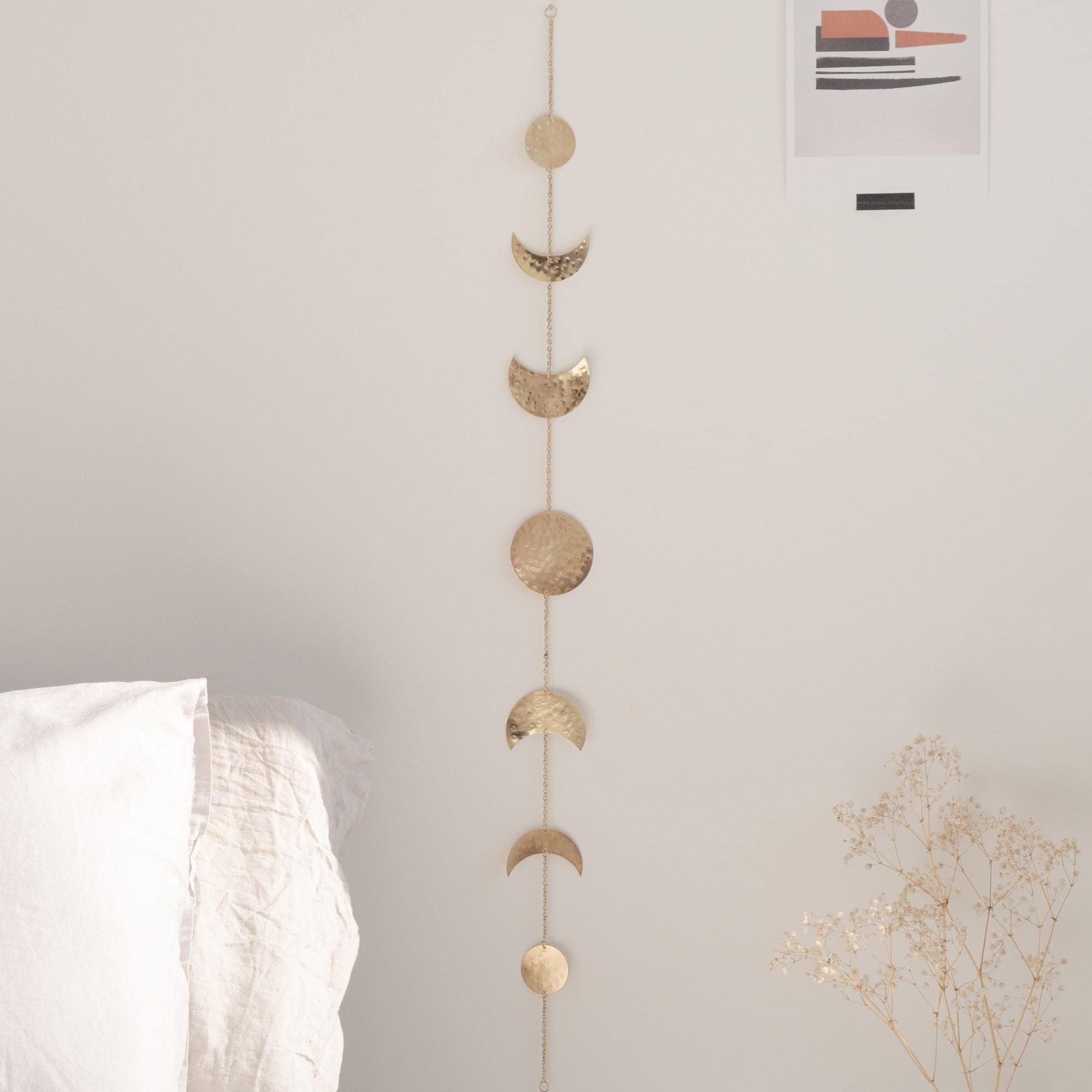 2pcs Moon Phase Wall Decor, Gold Wall Art for Bedroom, Bohemian and Astrology, Aesthetic 34.6