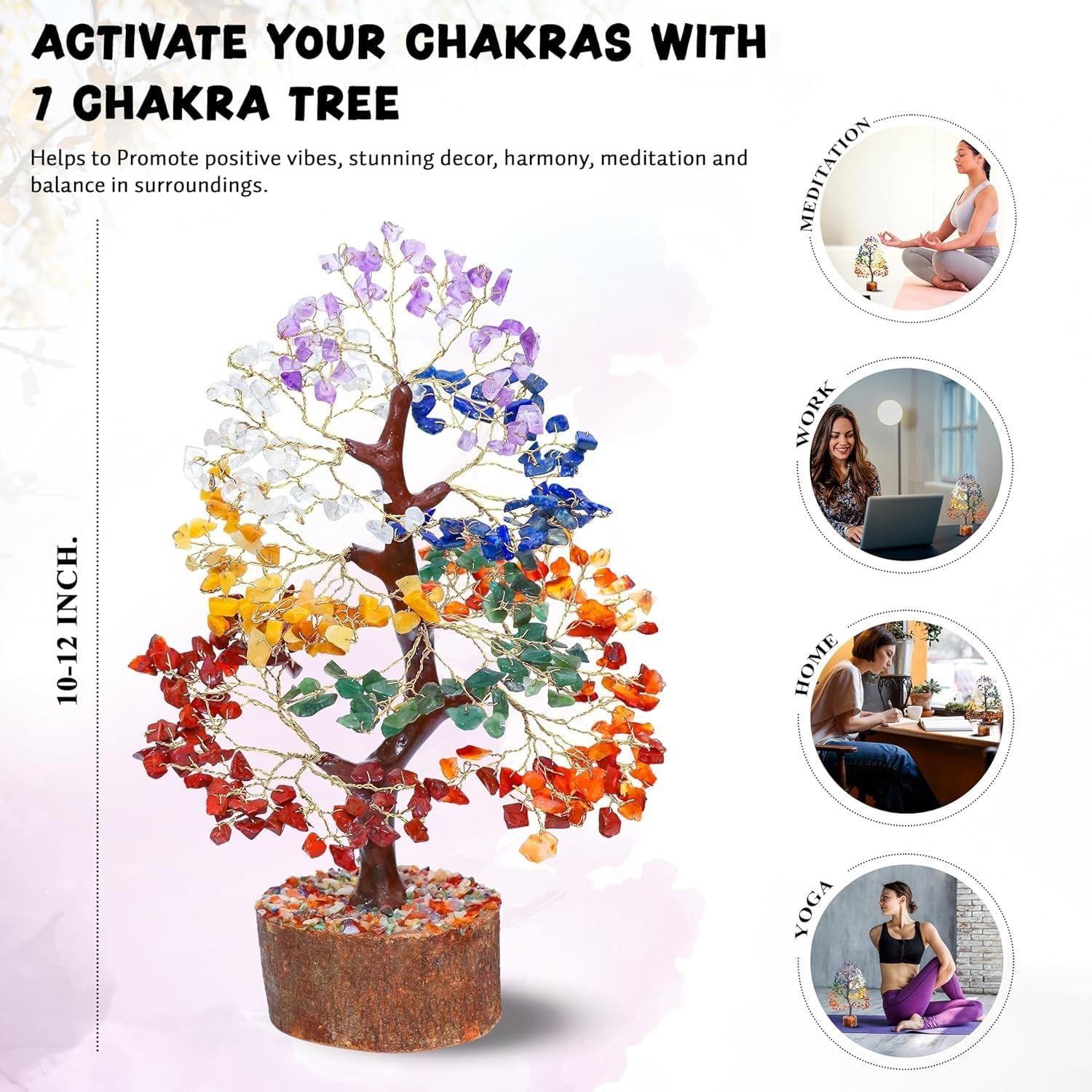 7 Chakra tree of life Crystal Healing Money Tree for Home Living Decor, Office Desk Decor | Handmade Feng Shui Bonsai for Positive Energy, Wealth & Good Luck | Birthday Gifts for Men, Women, Mom - Image 2