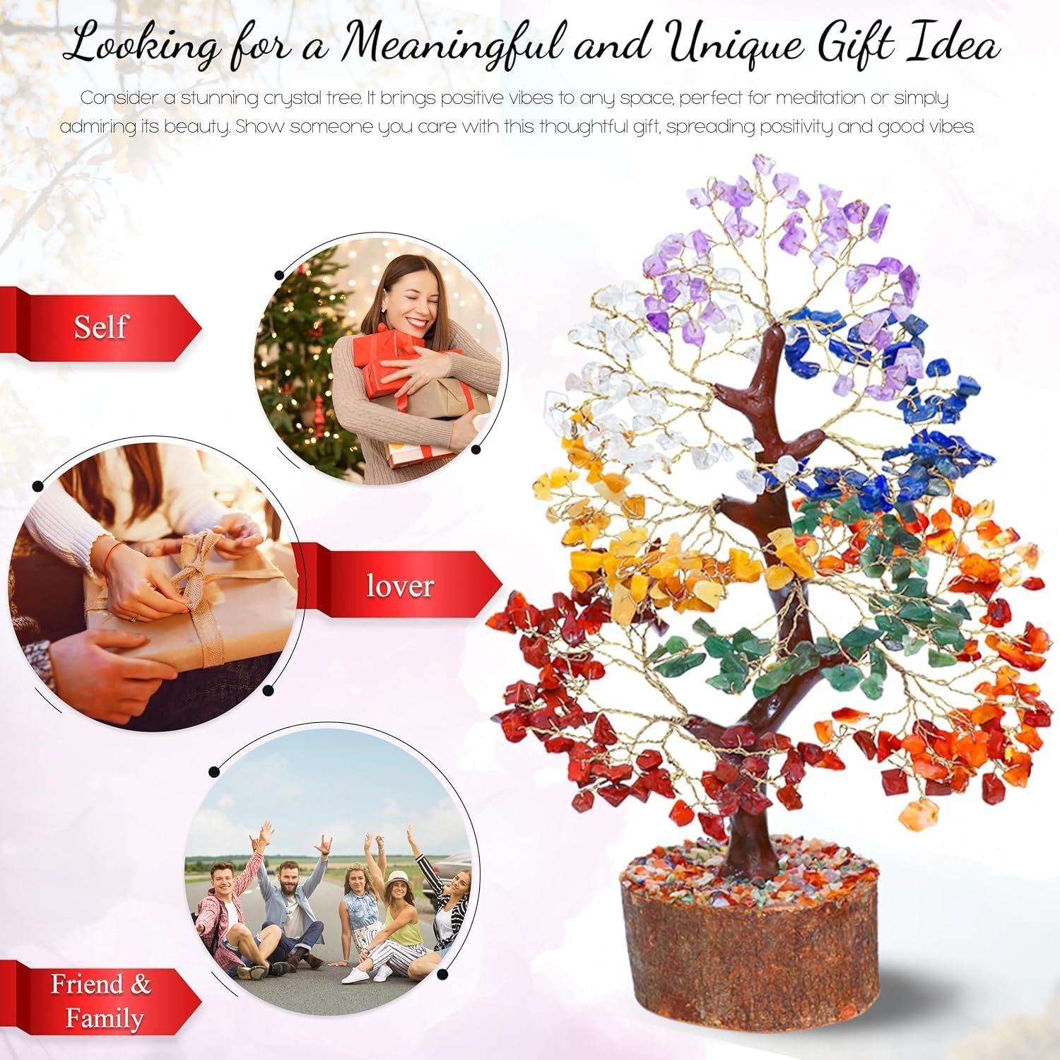 7 Chakra tree of life Crystal Healing Money Tree for Home Living Decor, Office Desk Decor | Handmade Feng Shui Bonsai for Positive Energy, Wealth & Good Luck | Birthday Gifts for Men, Women, Mom - Image 3