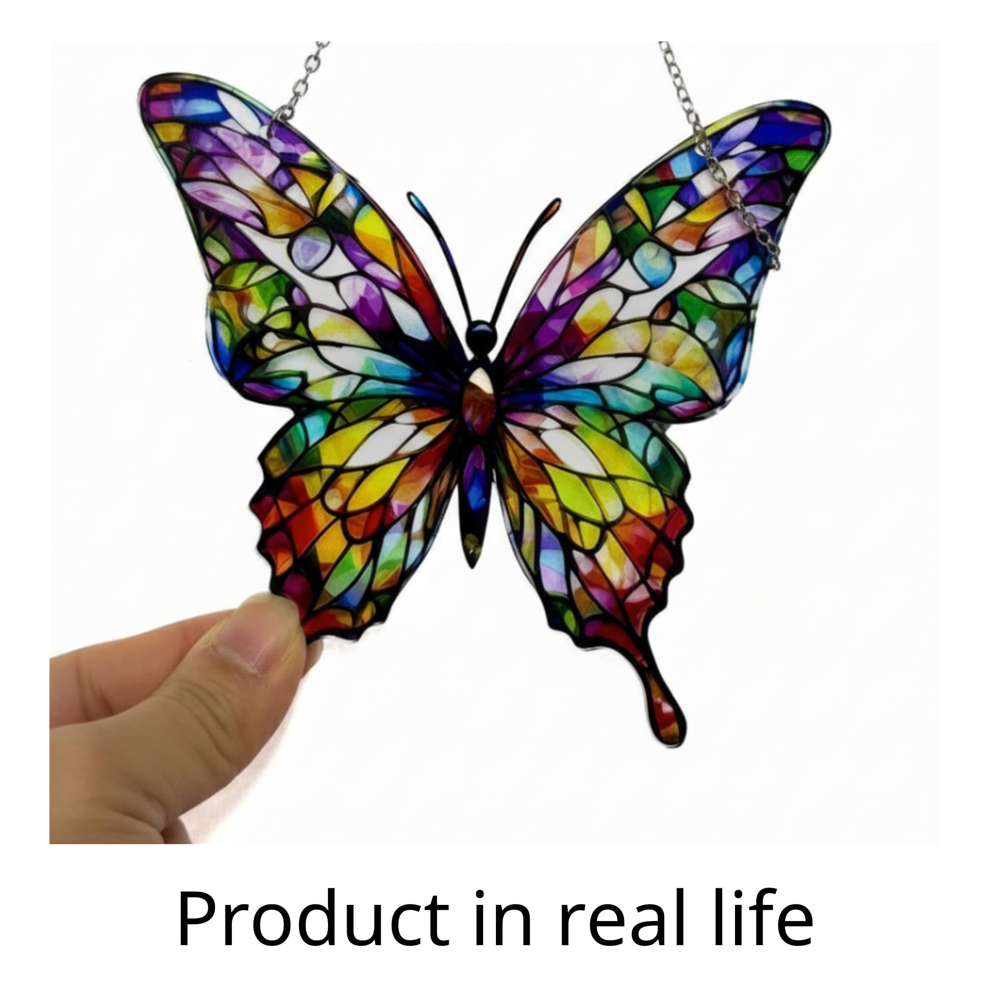 Butterfly Gifts for Women, Acrylic Butterfly Suncatcher Ornament Faux Stained Glass, Inspirational Gift for Women, Christmas Ornament Decorations 2025, Printed Suncatcher Effect Keepsake Acrylic - Image 3