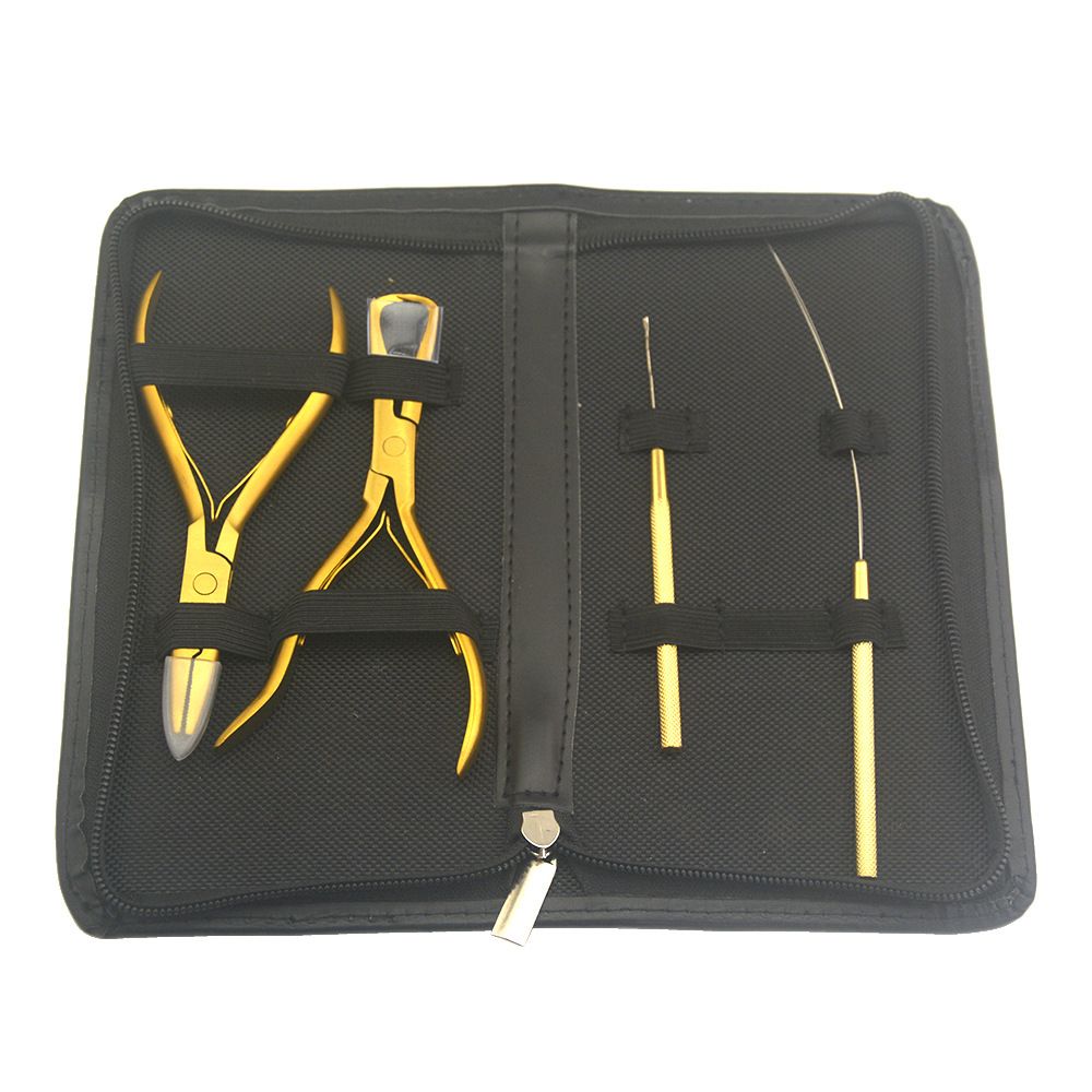 Professional Hair Extension Tools Kit, Hair Extensions Remover Pliers, Micro Links Beads Hair Pulling Hook & Microbead Ring Loop Tool Stainless Steel Hair Supplies Packed in Soft Case - Image 3