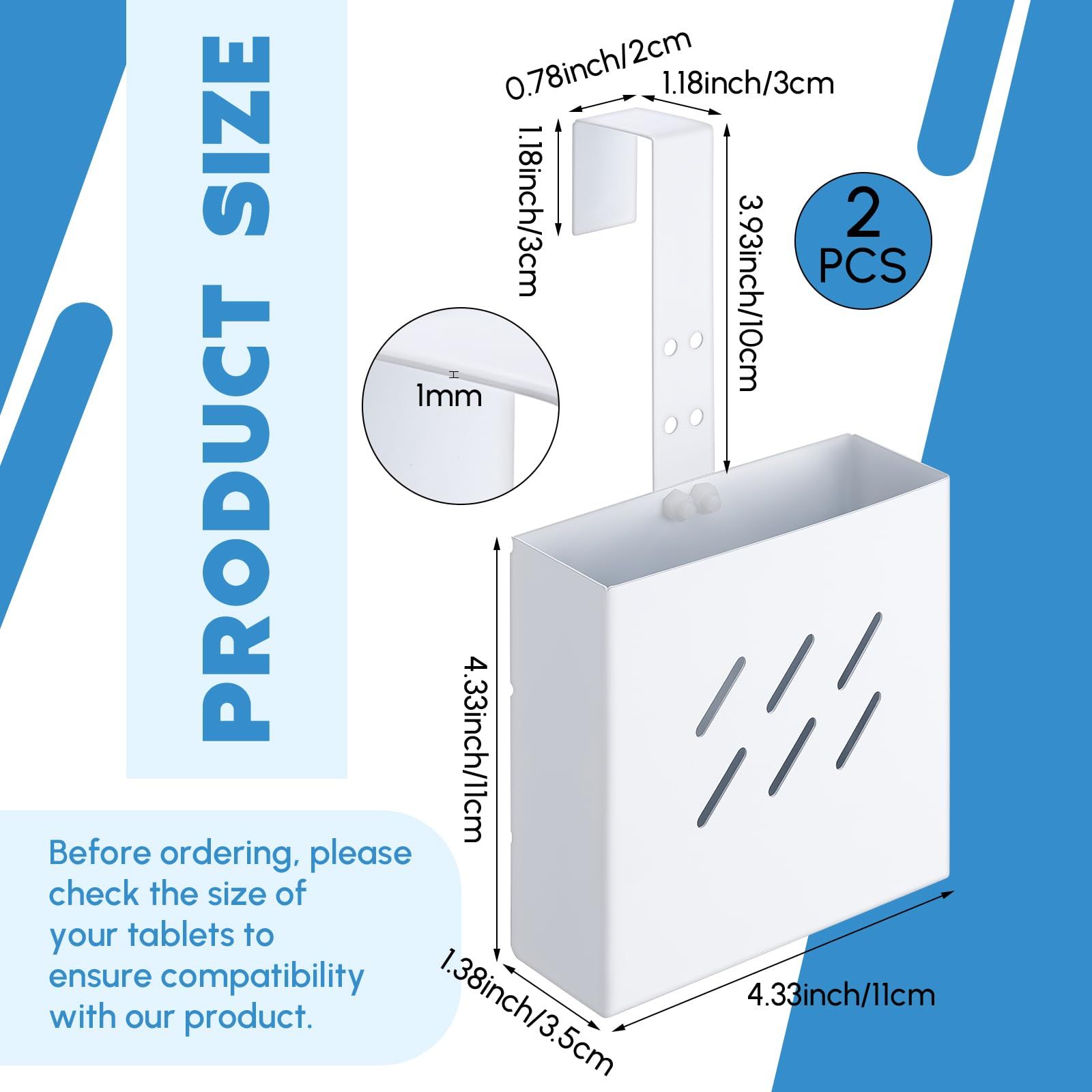 2 Pcs Large Size 4. 33 x 4. 33 x 1. 38 Inch Stainless Steel Toilet Tank Cleaning Tablet Holder with Adjustable Hook to Hang Toilet Cleaner Box - Image 5
