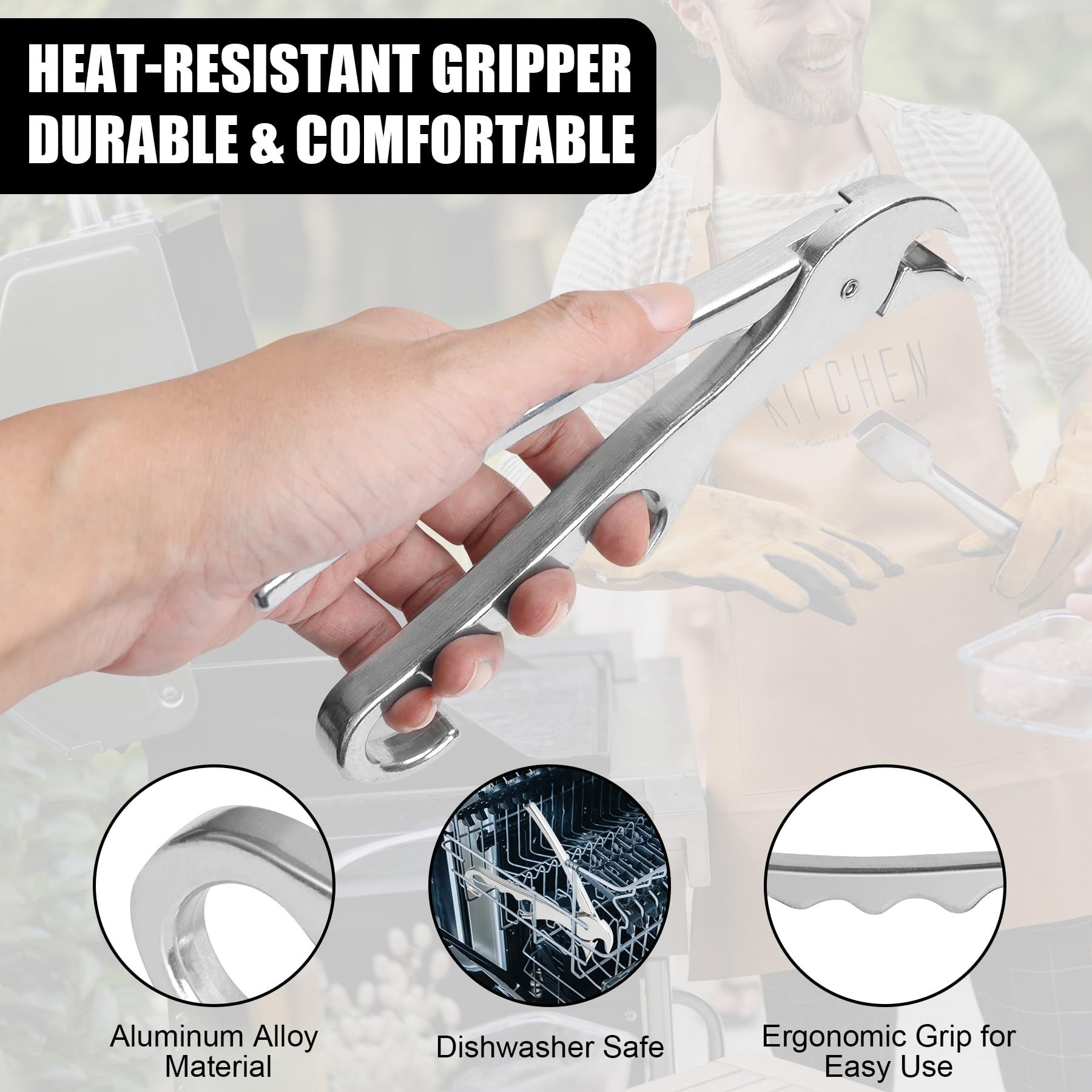 Pan Gripper, Premium Pizza Pan Gripper Aluminium Alloy, Heavy Duty Pizza Pan Tongs Stone Pot Clamp for Lifting Hot Plate, Bowl, Plate, Tray with Food Out from Microwave, - Image 2