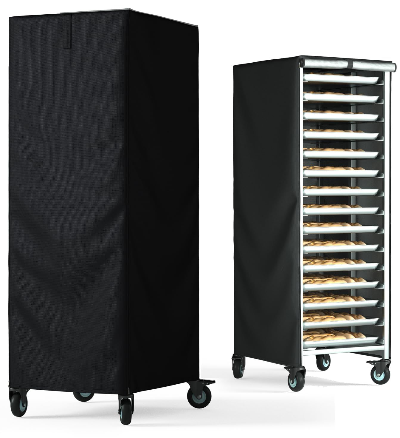Bread Rack Cover, Pan Rack Cover, Bread rack dust cover with zipper, high density waterproof oxford cloth material (black 420D,59*72*163cm ) - Image 1