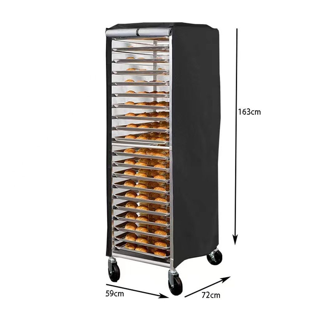 Bread Rack Cover, Pan Rack Cover, Bread rack dust cover with zipper, high density waterproof oxford cloth material (black 420D,59*72*163cm ) - Image 5