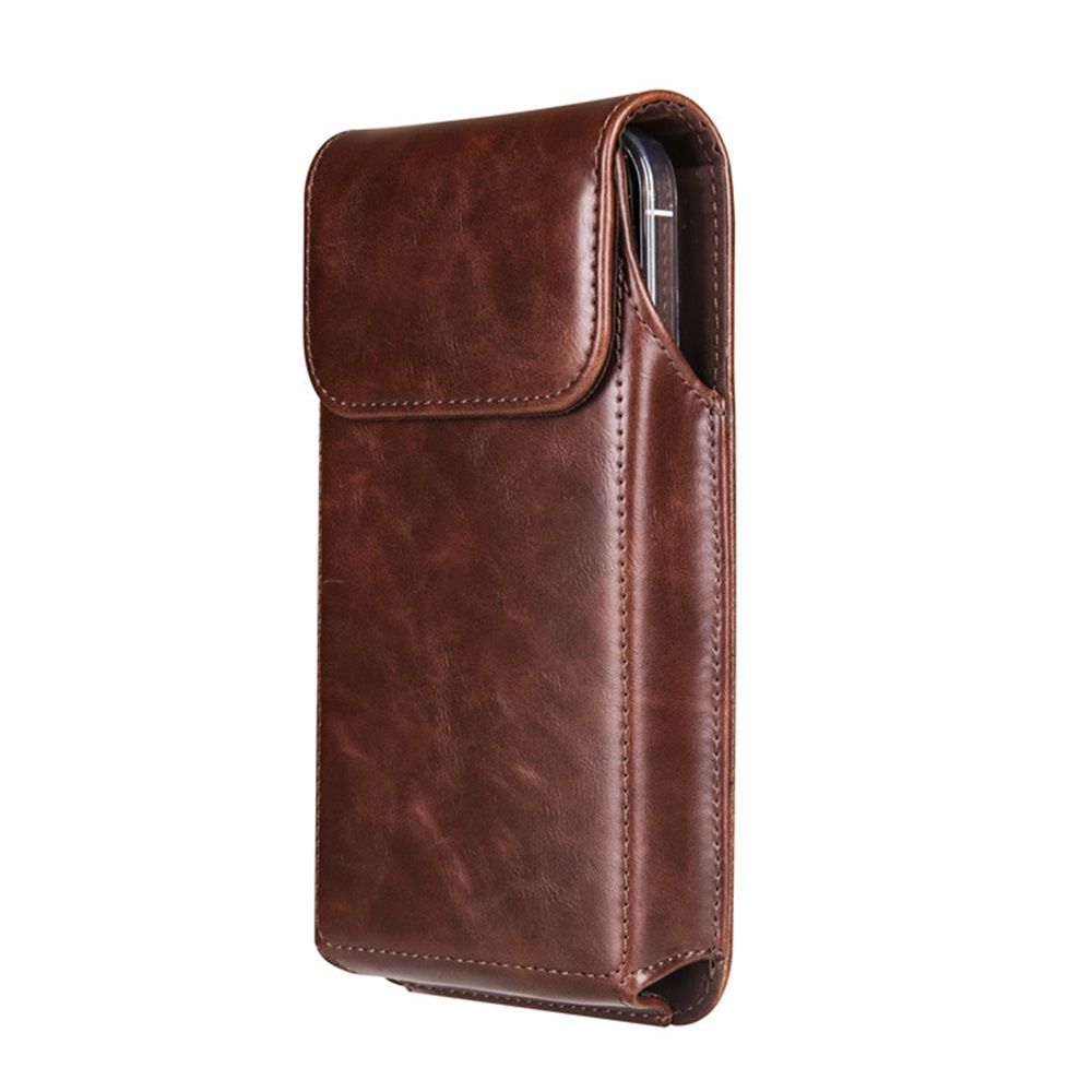 Leather Belt Clip Phone Case Men Waist Bag Holder Holster Pouch Mobile Phone Waist Bag for Mens(Coffee) - Image 1