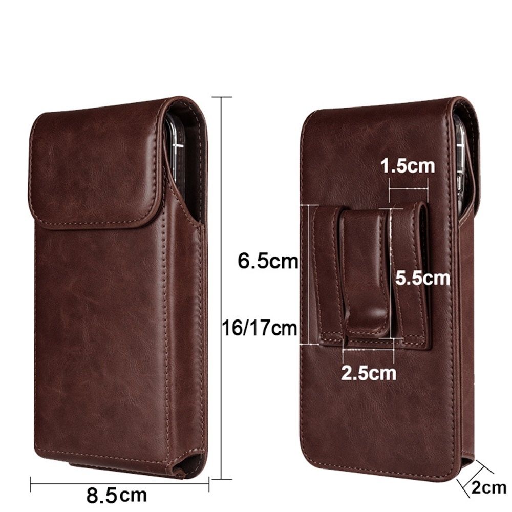 Leather Belt Clip Phone Case Men Waist Bag Holder Holster Pouch Mobile Phone Waist Bag for Mens(Coffee) - Image 5
