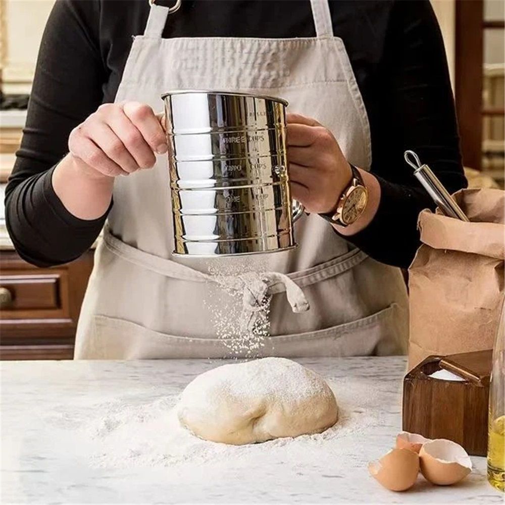 Flour Sifter for Baking Fine Mesh Rotary Hand Crank with Loop Agitator for Quick Sifting, Flour Sifter Stainlees Steel - Image 2