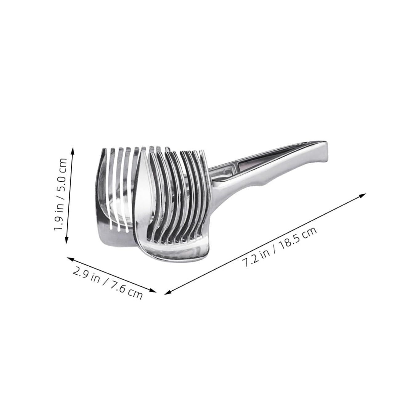 Tomato Lemon Slicer Holder Round Fruits Onion Shreader Cutter Guide Tongs with Handle Kitchen Cutting Potato Lime Food Stand Aluminum alloy - Image 5