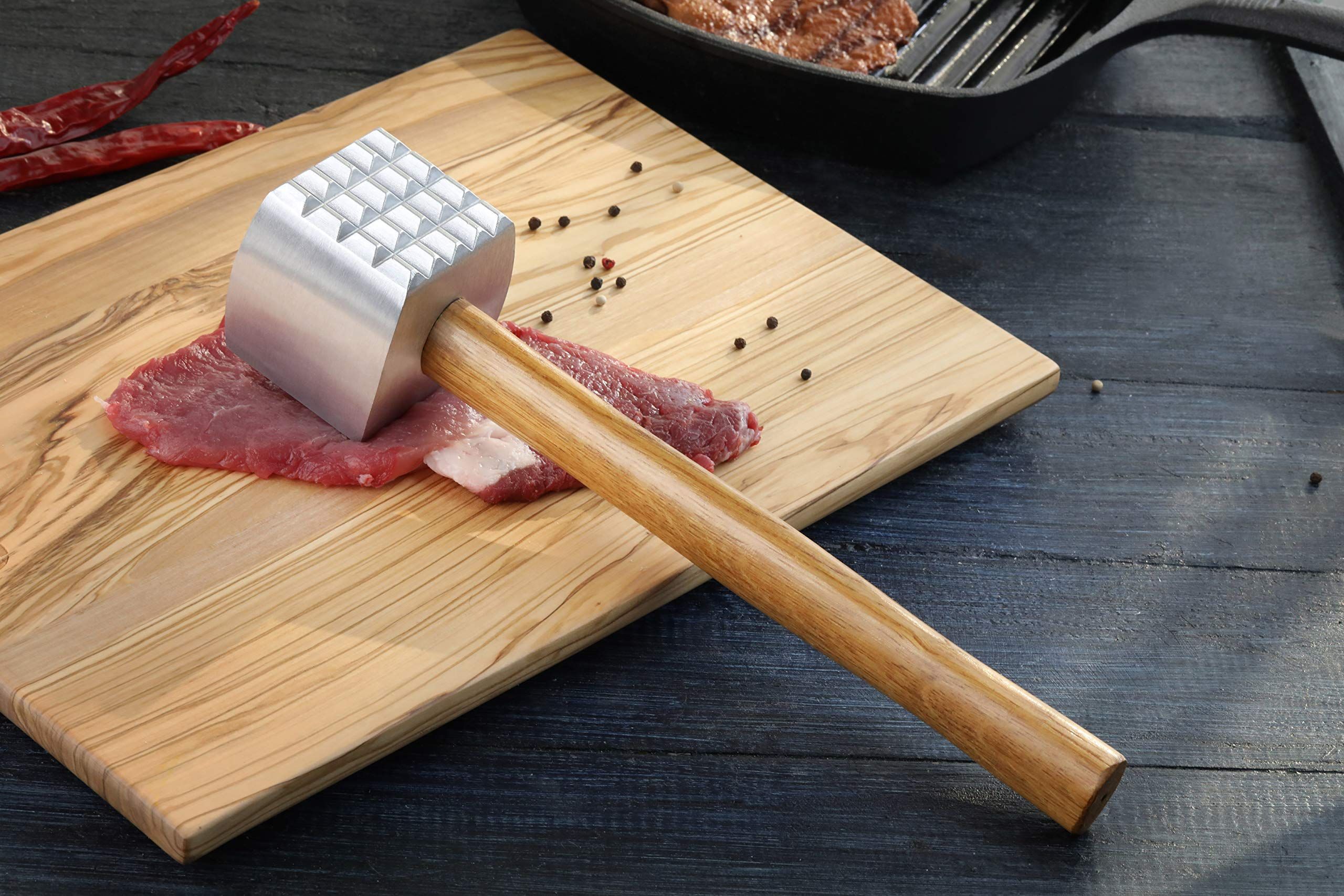 Foodservice  Wood Handle Aluminum Meat Tenderizer/Mallet/Hammer, home Western restaurant steak loosening meat hammer - Image 3