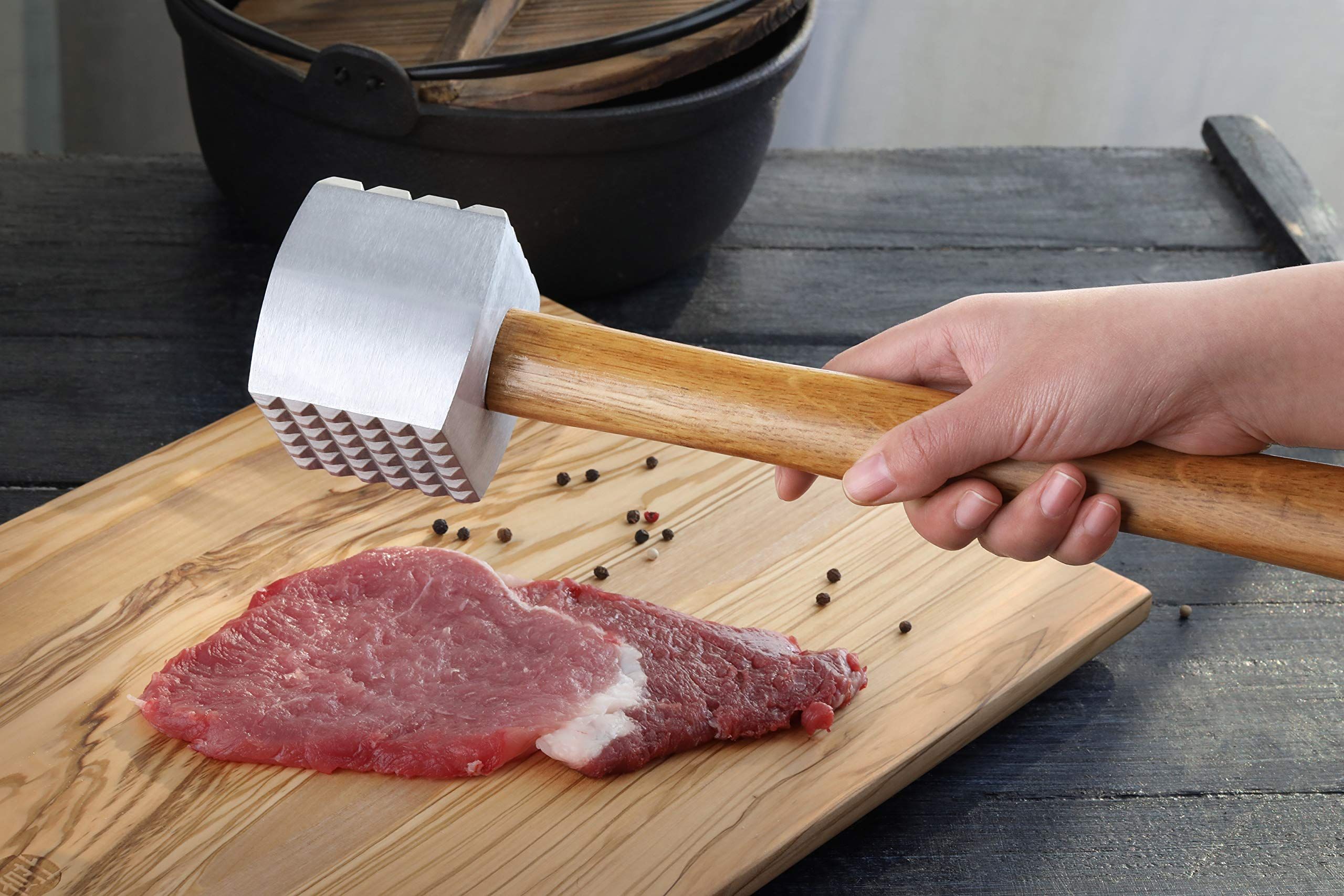 Foodservice  Wood Handle Aluminum Meat Tenderizer/Mallet/Hammer, home Western restaurant steak loosening meat hammer - Image 4
