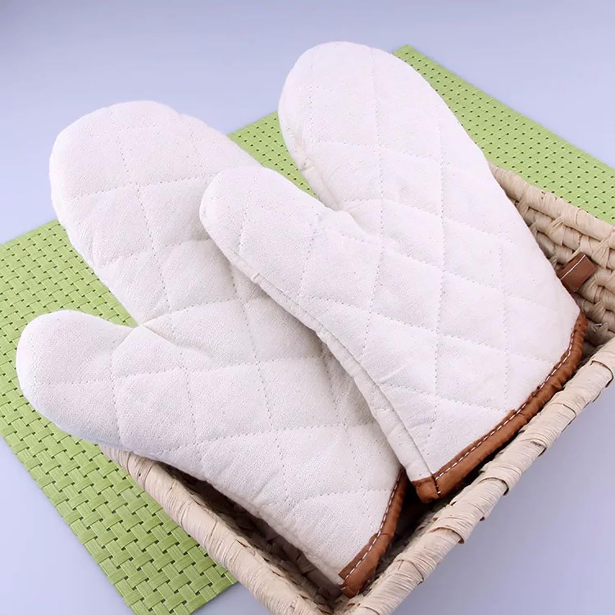 Cotton Oven a pair , High Heat Resistant Microwave Gloves, Kitchen Mitts for Baking,Cooking, BBQ, Small - Image 2