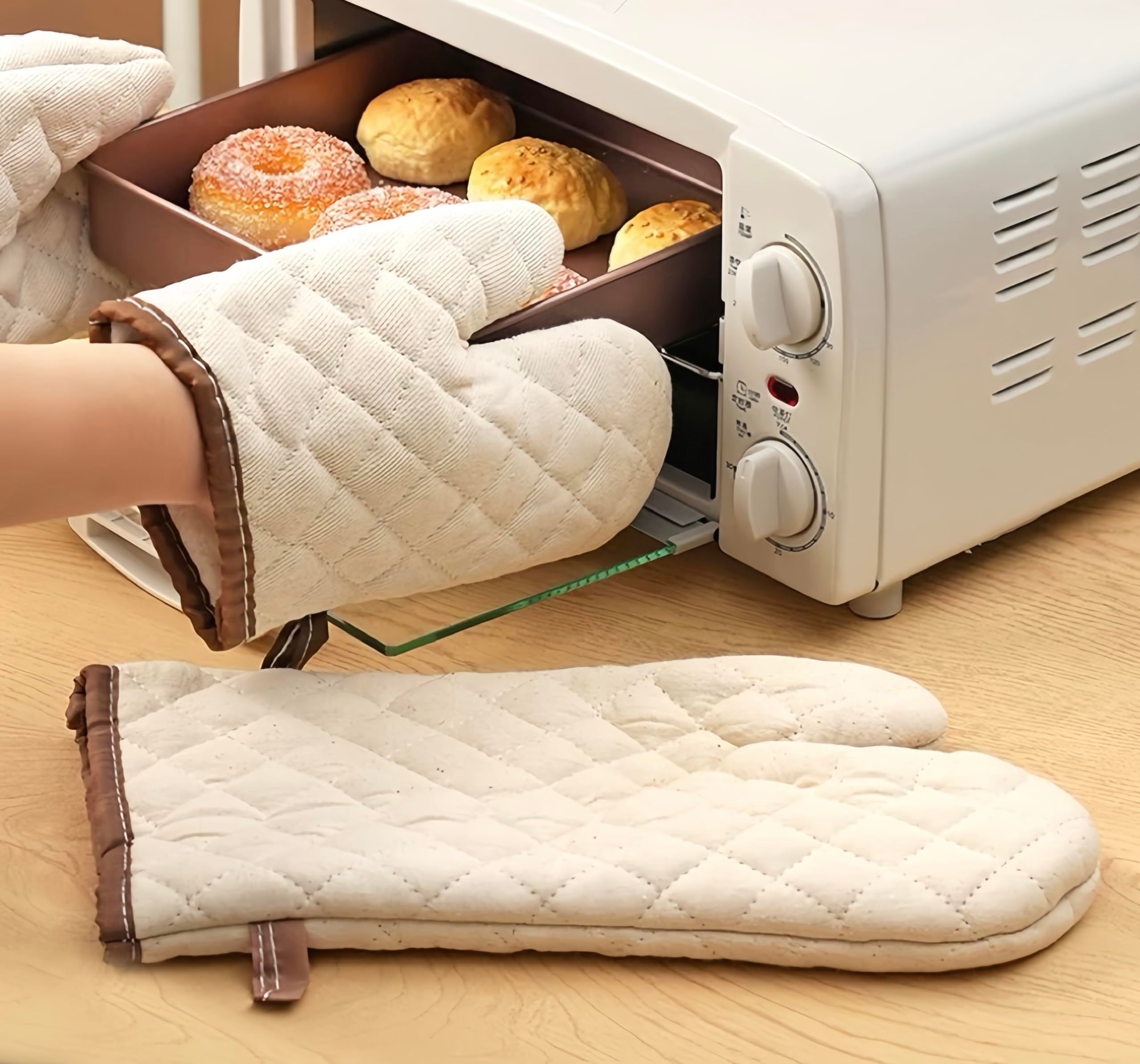Cotton Oven a pair , High Heat Resistant Microwave Gloves, Kitchen Mitts for Baking,Cooking, BBQ, Small - Image 4