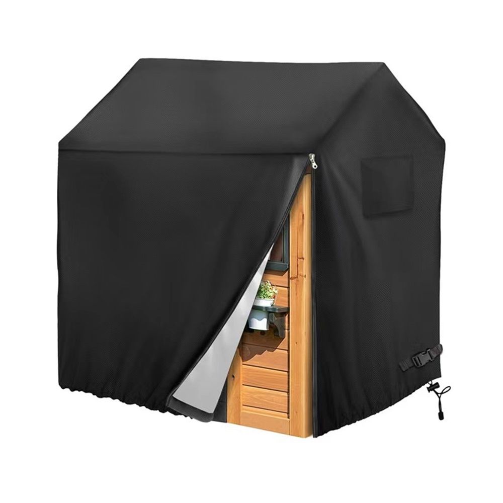 Outdoor Playhouse Cover, Plastic Playhouse Special Waterproof Covers  Double Stitched Seam, All-Weather Protector (Black 210D 145*145*160cm) - Image 1