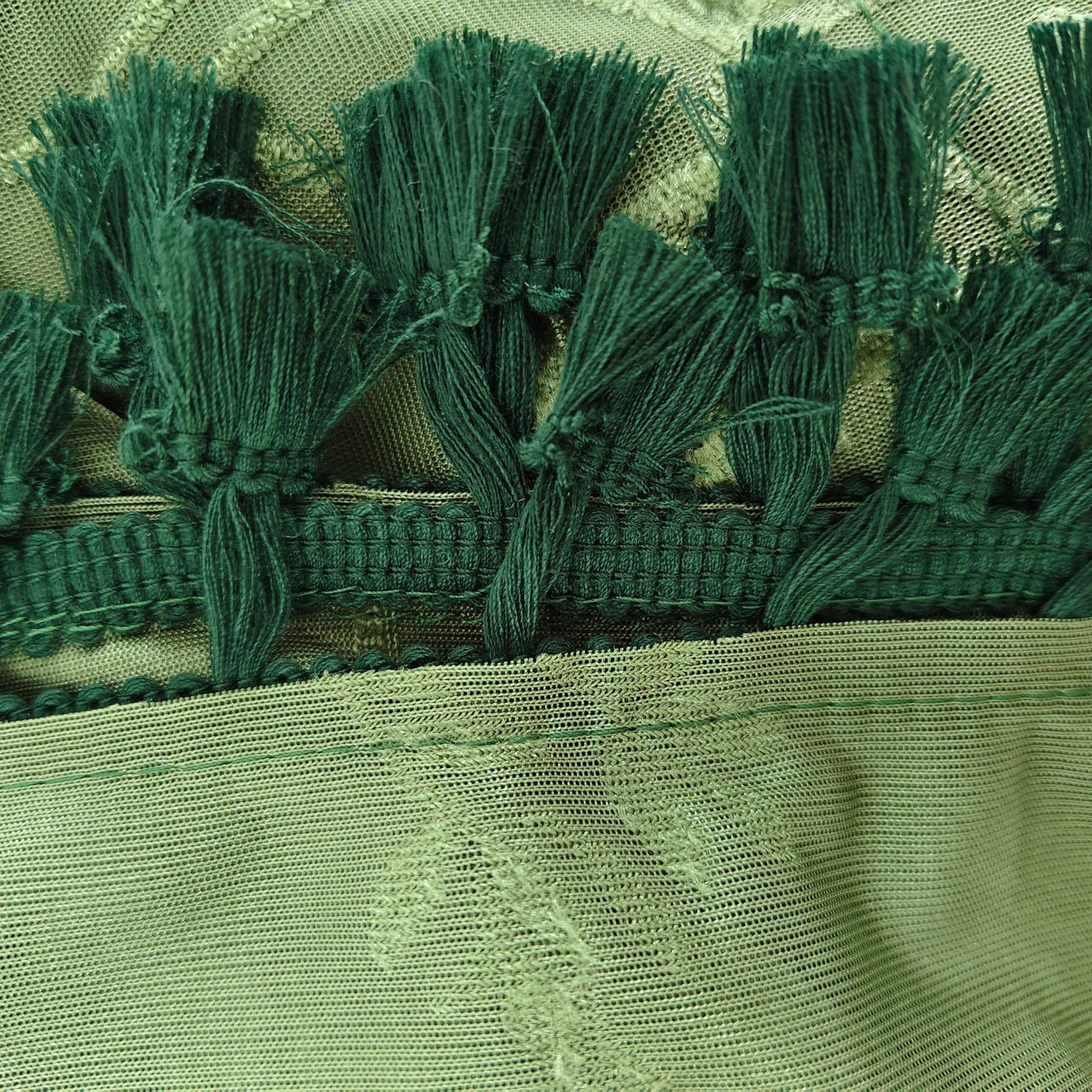 Bohemian short curtains with tassels, Bohemian linen translucent retro countryside Christmas curtains, (dark green 100 * 60cm) - Image 5