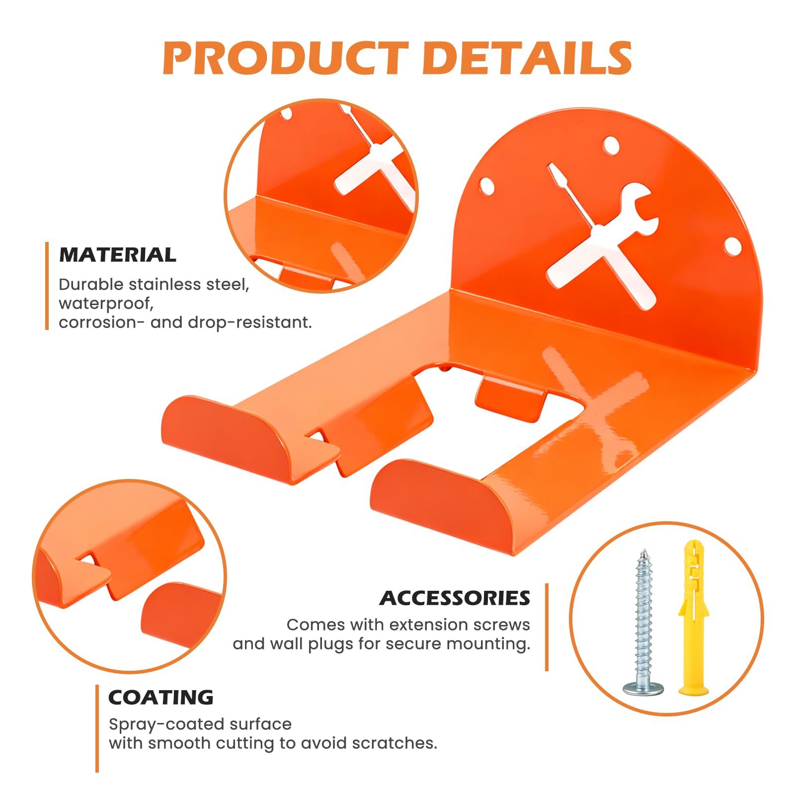 Trimmer Rack Wall Mount - Heavy Duty Wall Hanger for Grass Trimmer Garden Tools Chainsaw Hedge Trimmer 1 Pack Orange（D model） - Image 2
