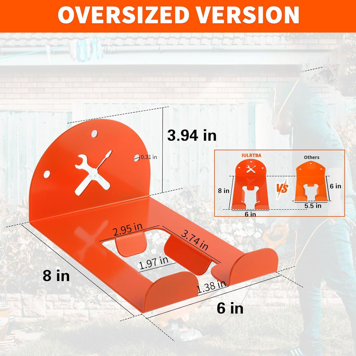 Trimmer Rack Wall Mount - Heavy Duty Wall Hanger for Grass Trimmer Garden Tools Chainsaw Hedge Trimmer 1 Pack Orange（D model） - Image 5