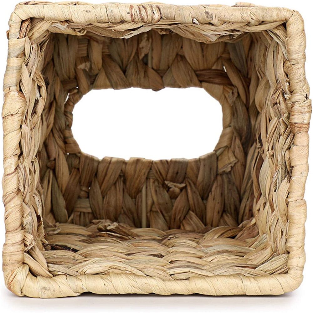 Water hyacinth grass Tissue Box Cover, Rustic Decorative Wicker Water Hyacinth Tissue Box Cover Square for Desk Home spa Office (14.5*14.5*15cm) - Image 3