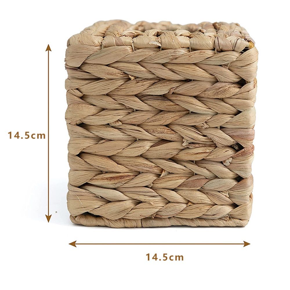 Water hyacinth grass Tissue Box Cover, Rustic Decorative Wicker Water Hyacinth Tissue Box Cover Square for Desk Home spa Office (14.5*14.5*15cm) - Image 5