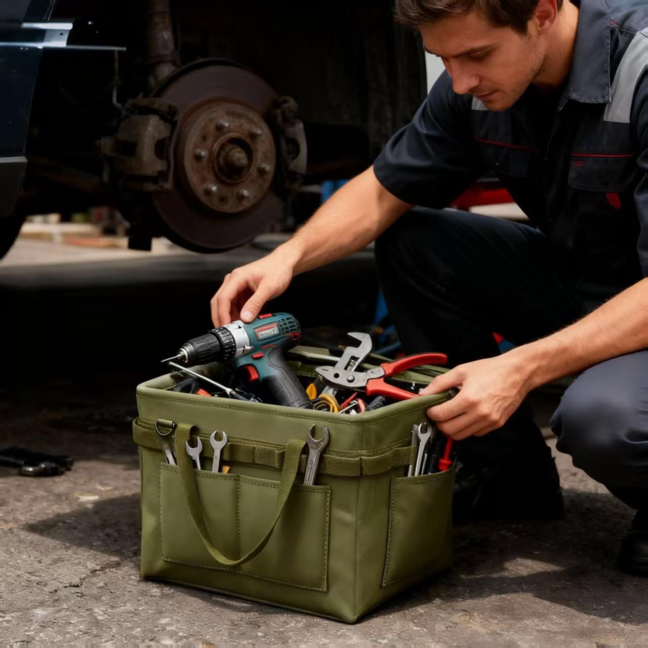 Car trunk storage, multifunctional storage toolbox, heavy-duty tool storage bag, multi pocket foldable storage, portable and portable - Image 2