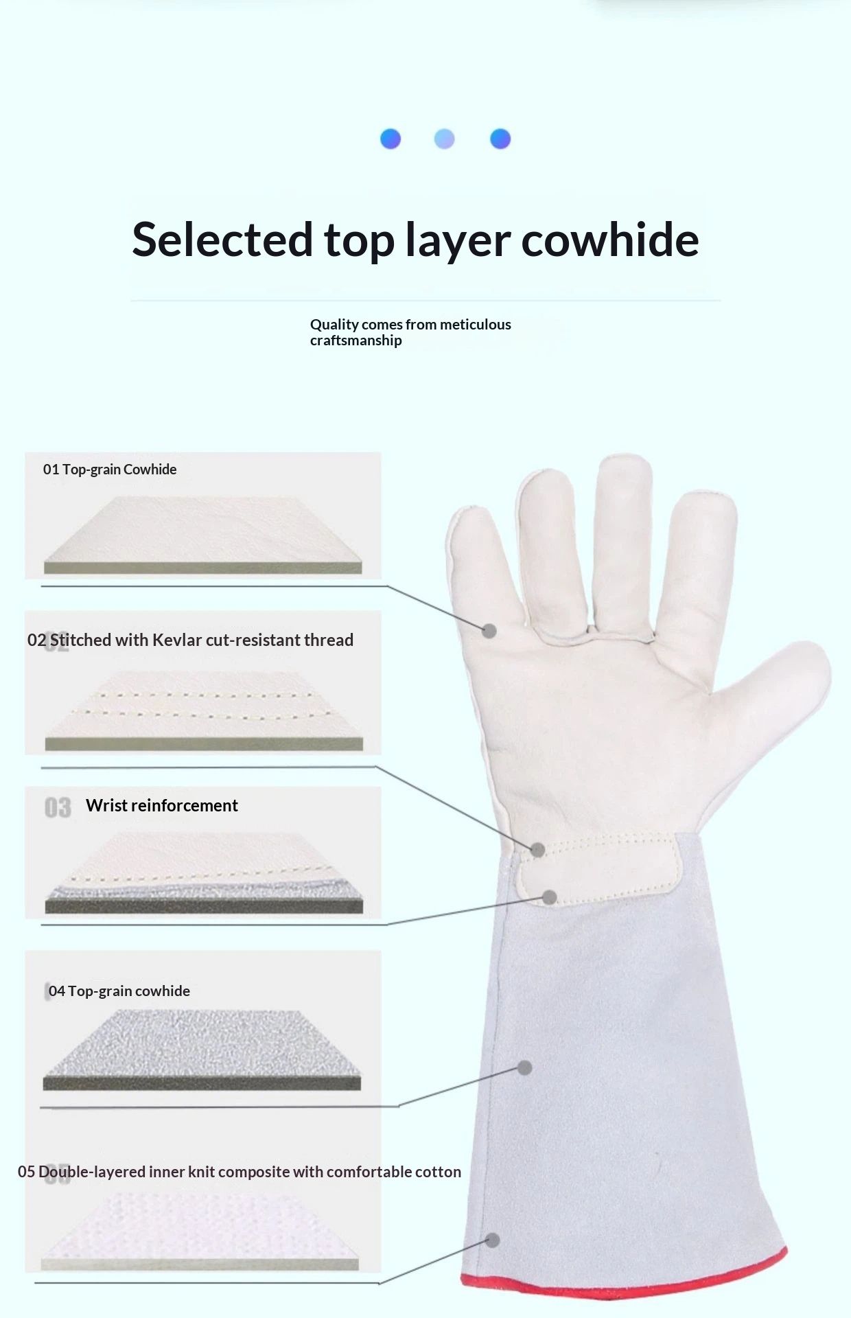 Cryogenic Gloves 40cm Long Mid-arm LN2 Protective Gloves for Liquid Nitrogen/Dry Ice/Cold Storage - Image 2