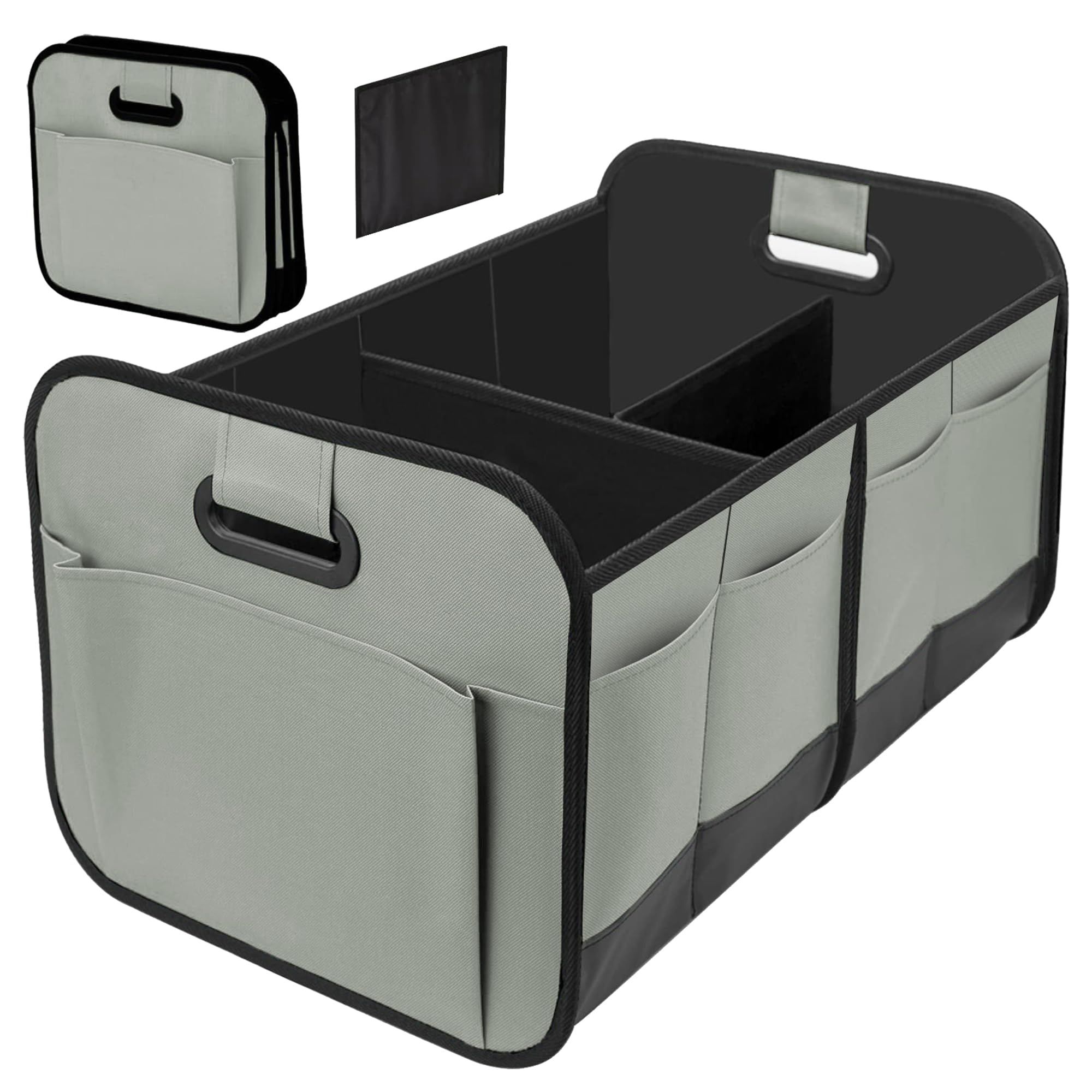 Car Trunk Organizer, Car Storage Organizer with 70L Large Capacity Waterproof Collapsible and 10 Pockets, Oxford,Trunk Organizer for Car （Grey） - Image 1