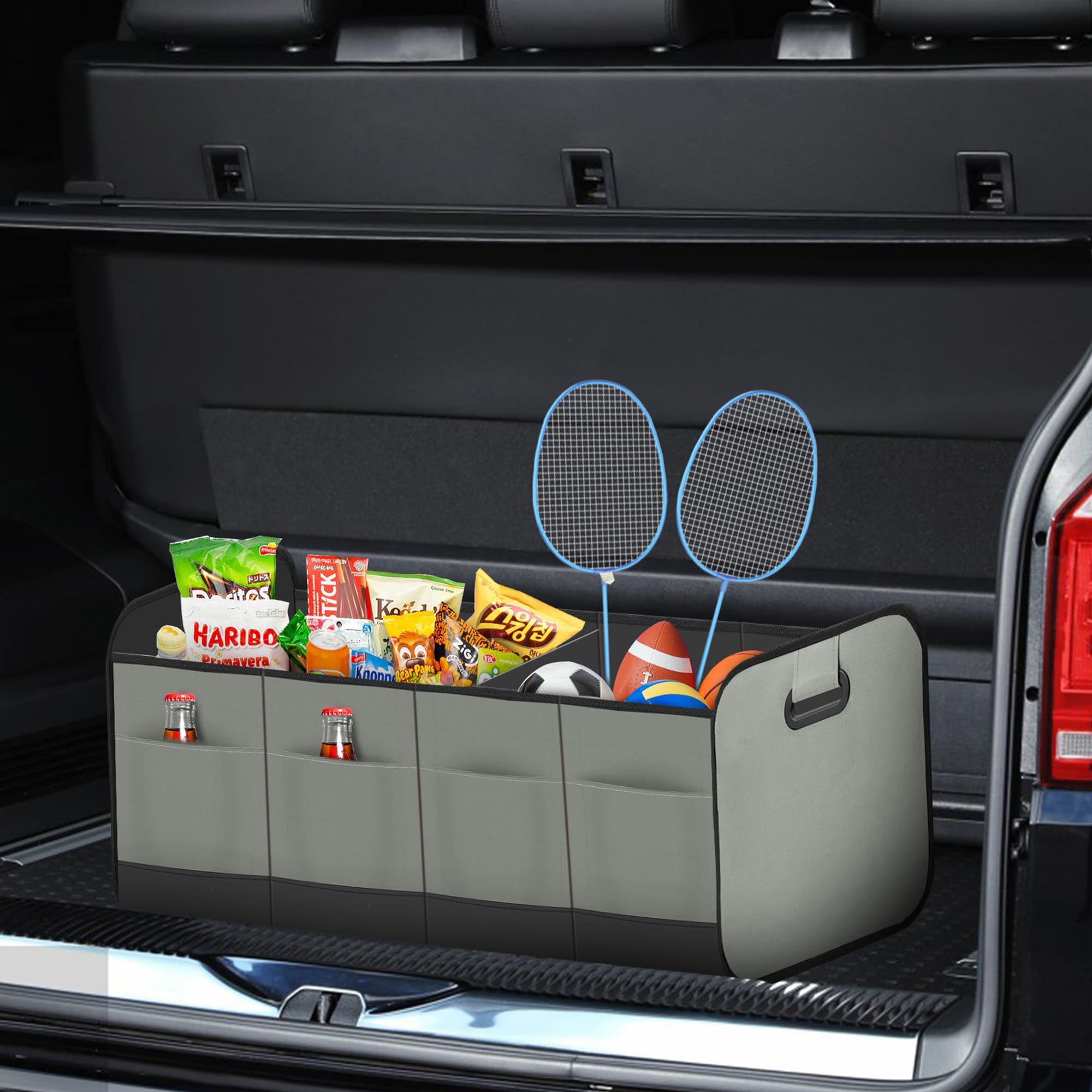 Car Trunk Organizer, Car Storage Organizer with 70L Large Capacity Waterproof Collapsible and 10 Pockets, Oxford,Trunk Organizer for Car （Grey） - Image 2