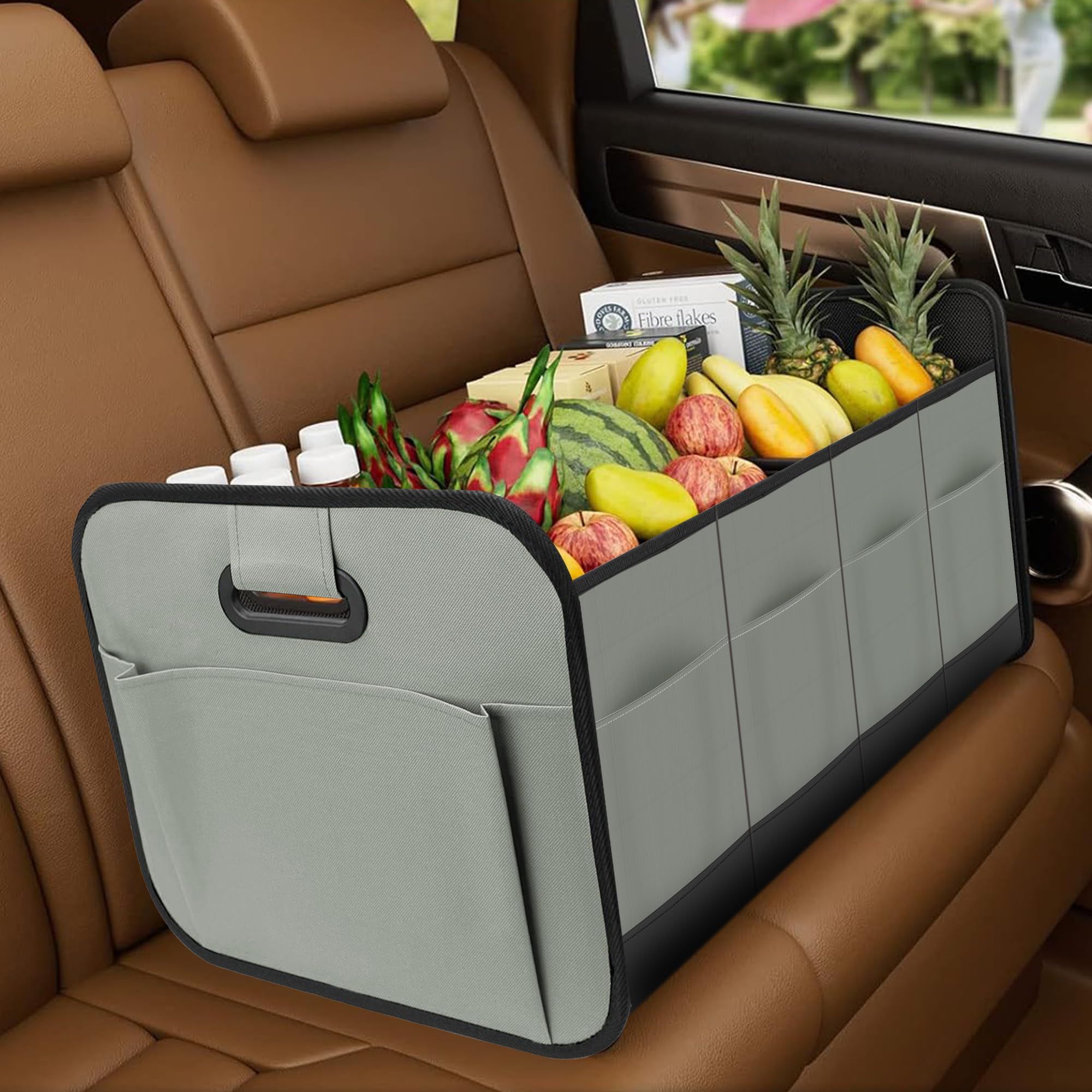 Car Trunk Organizer, Car Storage Organizer with 70L Large Capacity Waterproof Collapsible and 10 Pockets, Oxford,Trunk Organizer for Car （Grey） - Image 3