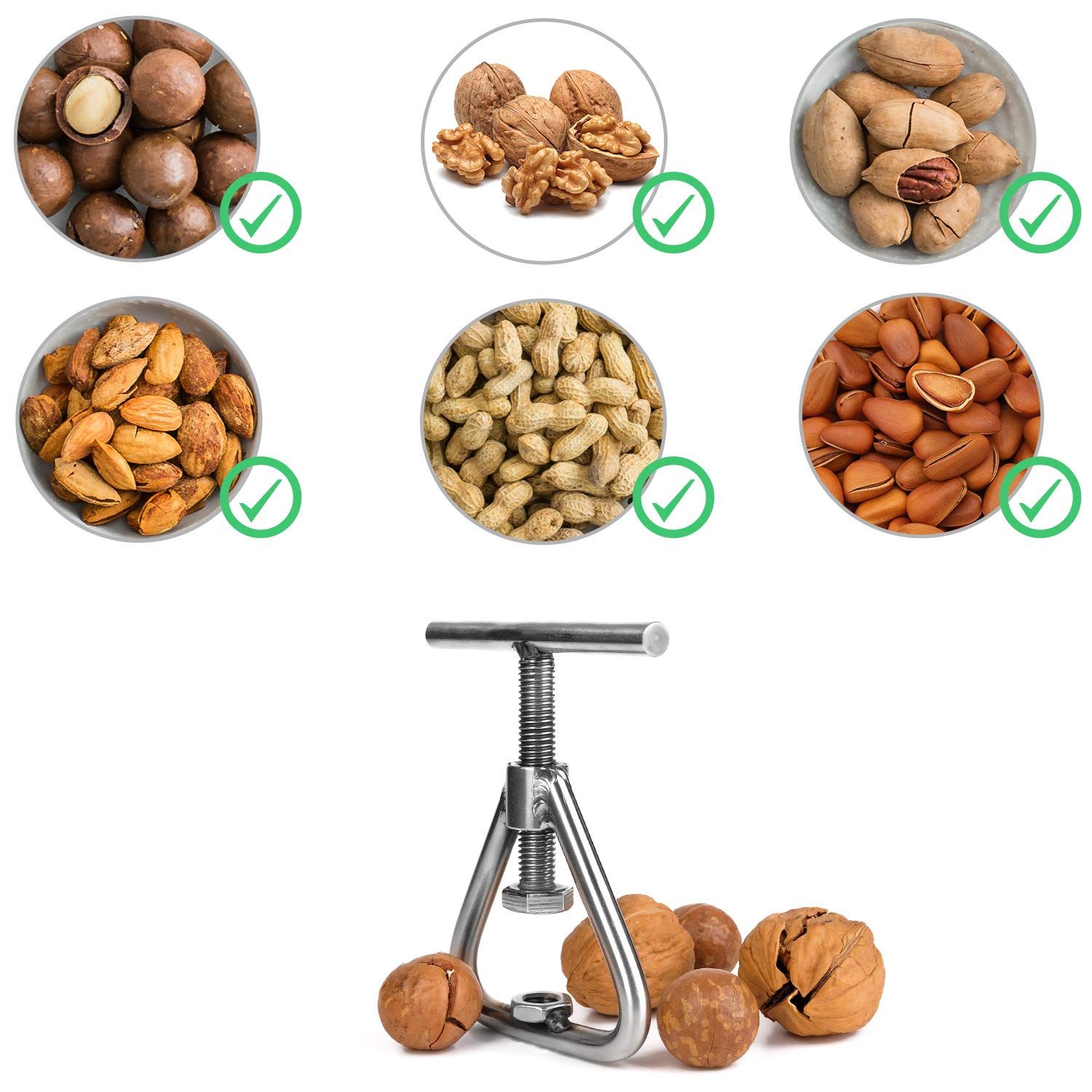 Nutcracker Black Nutcracker Stainless Steel Nutcracker Nutcracker Heavy duty Nutcracker Tool for all nuts, including black walnuts, hazelnuts, almonds, walnuts, - Image 4