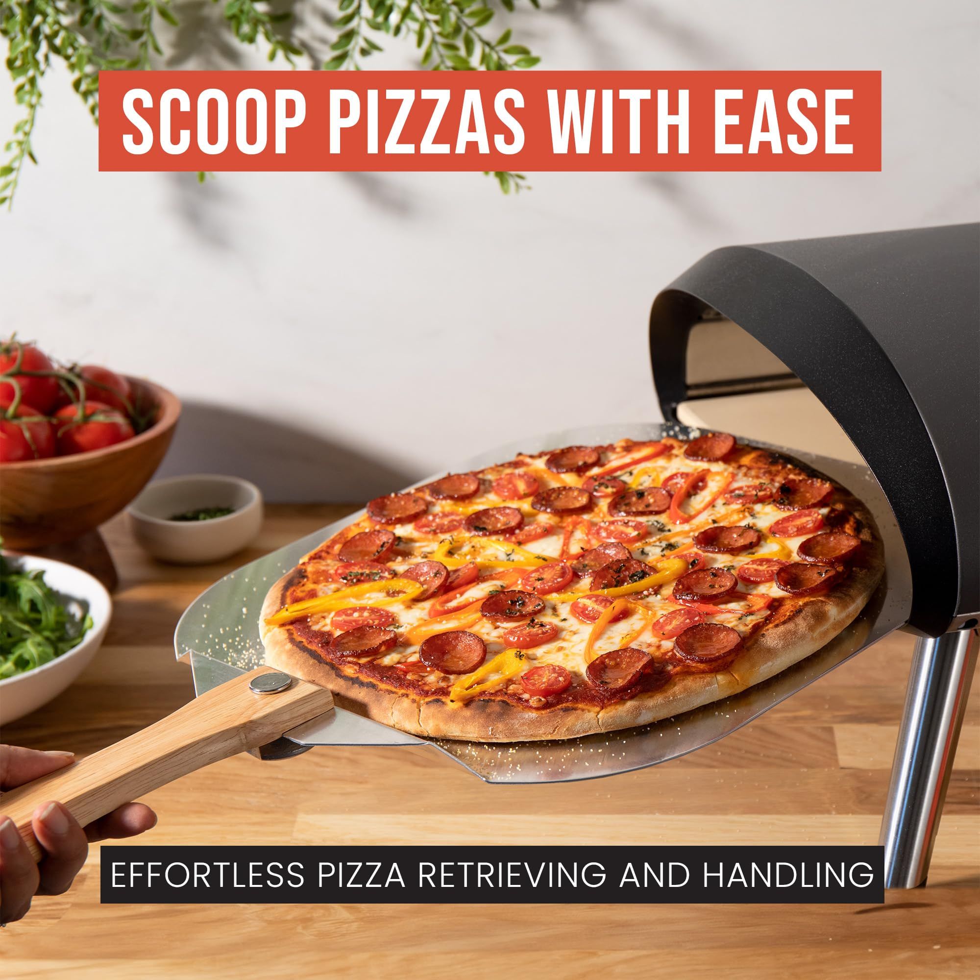Removable Pizza Shovel With Foldable Wooden Handle For Easy Storage Spatula Paddle For Baking(Flat handle) - Image 4