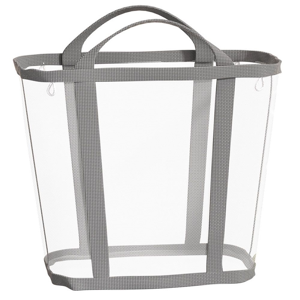 Mesh Bag with Handles, Collapsible Laundry Basket, Foldable Laundry Bag, Breathable Folding Beach Bag,Space-saving Travel Tote Bags (1, Grey) - Image 1