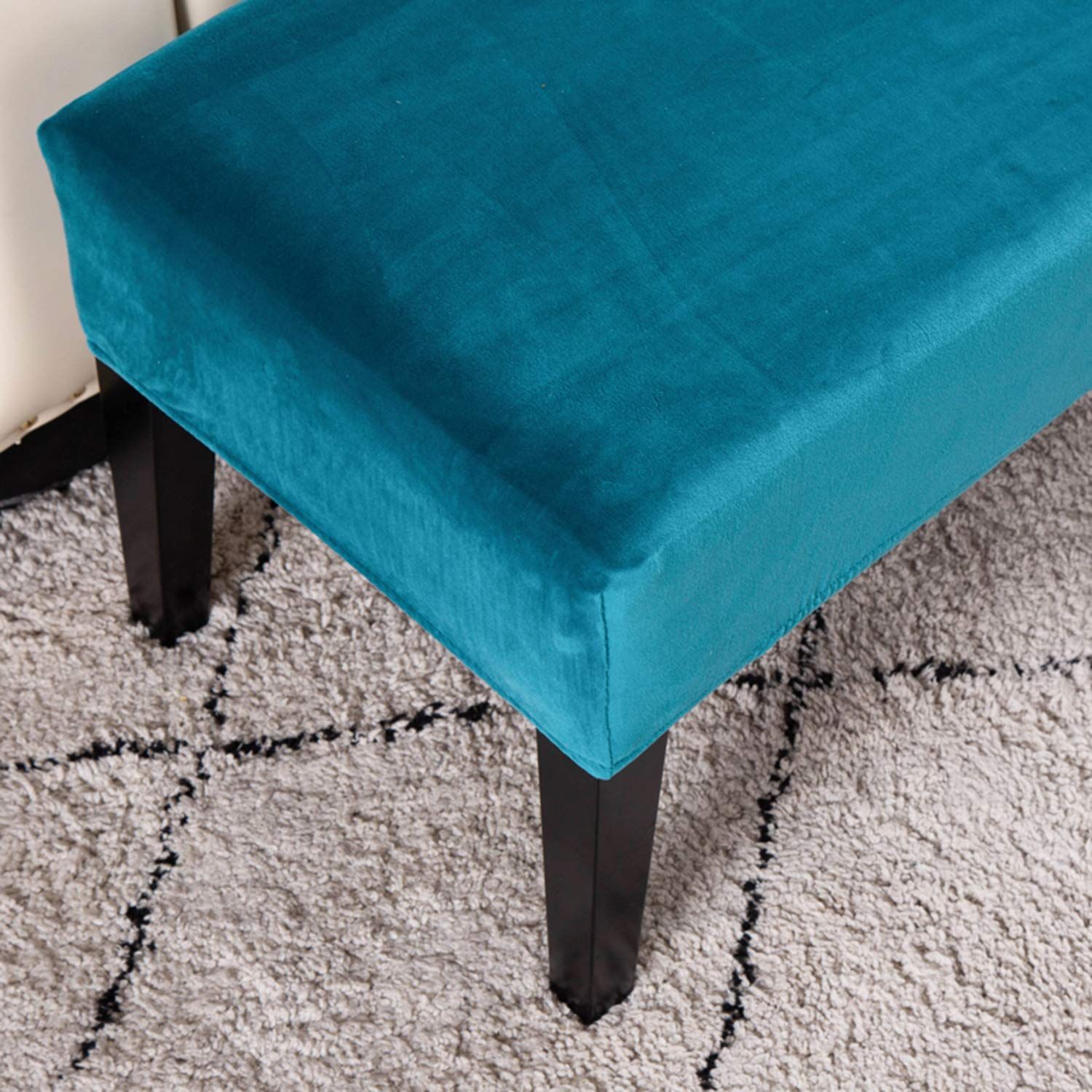 Dining Room Bench Covers,Soft Stretch Thick  Bench Slipcover, Removable Washable Bench Cushion Slipcovers for Living Room, Bedroom, Kitchen(Peacock Blue) - Image 3