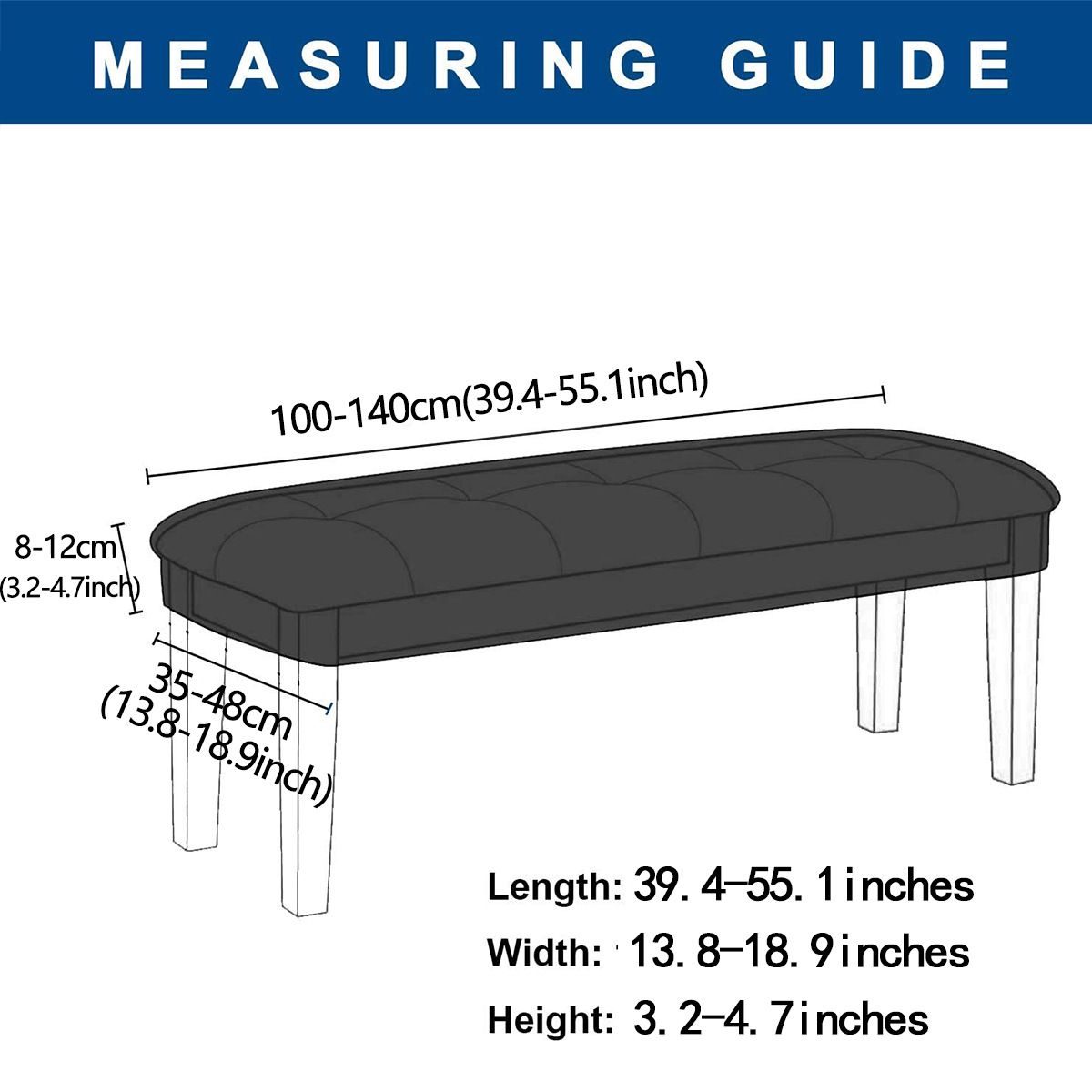 Dining Room Bench Covers,Soft Stretch Thick  Bench Slipcover, Removable Washable Bench Cushion Slipcovers for Living Room, Bedroom, Kitchen(Peacock Blue) - Image 5