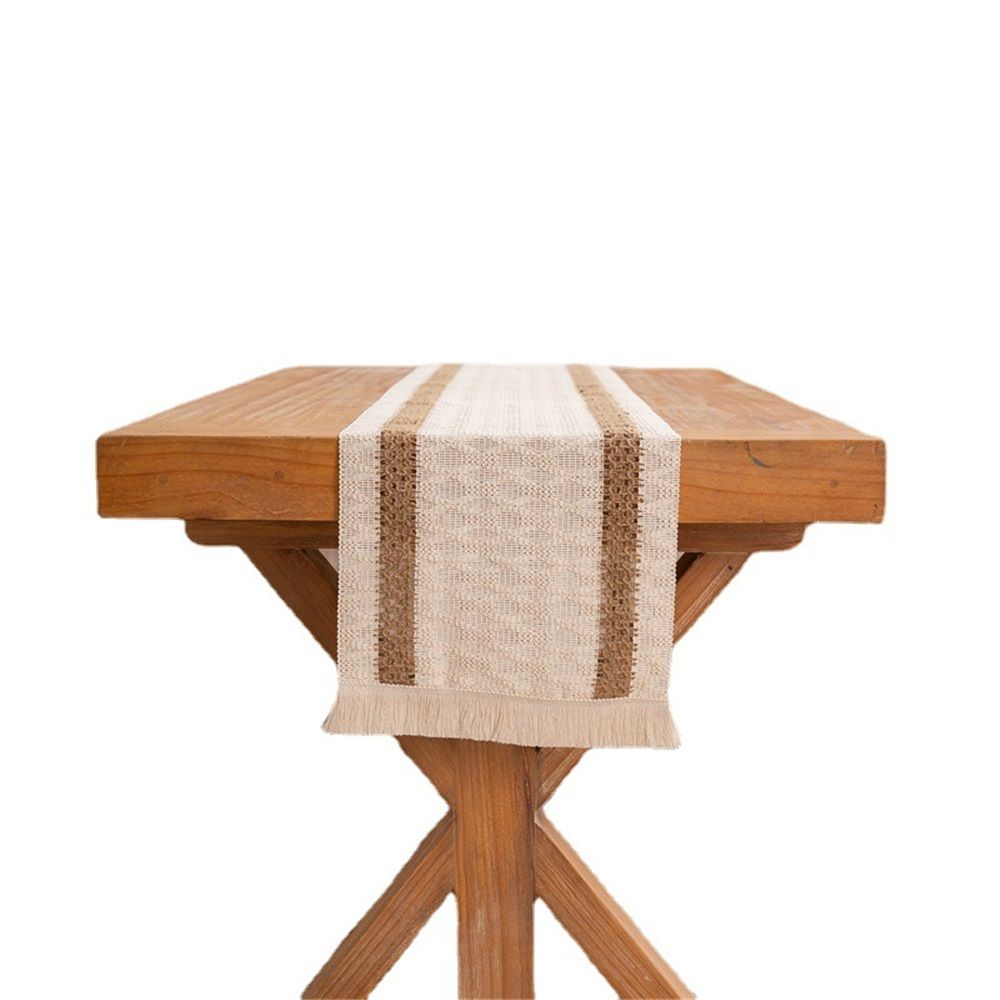 Boho  Table Runner, Farmhouse Style Cotton Linen Rustic Woven Table Runner with Tassels for Dining, Wedding, Bridal Shower, Bohemian (30*140cm ) - Image 1