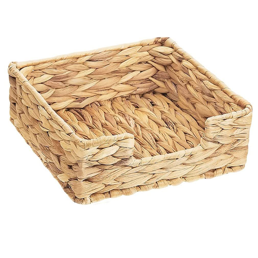 Water Hyacinth Guest Towel Holder for Bathroom, Wicker Napkins Baskets for Dinning Room, Rattan Napkin Holders for Tables,  1 Pack（Square 18 * 18 * 7cm） - Image 1