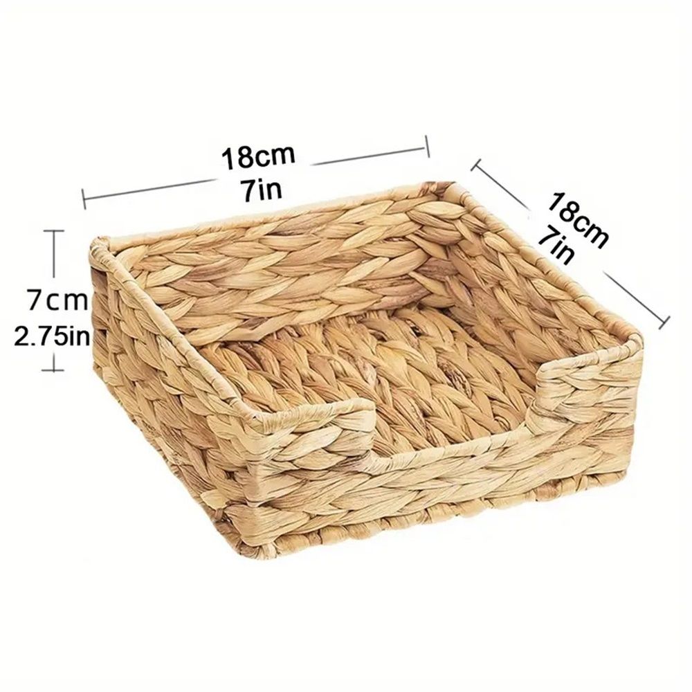 Water Hyacinth Guest Towel Holder for Bathroom, Wicker Napkins Baskets for Dinning Room, Rattan Napkin Holders for Tables,  1 Pack（Square 18 * 18 * 7cm） - Image 5
