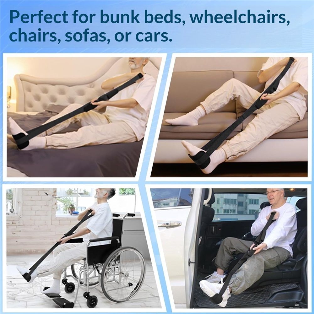 Multi-Loop Leg Lifter Strap 42 in,Rigid Hand Strap Padded Foot Loop with 3 Hand Grips Aid Device for Recovering Getting in and Out of Bed, Couch, Car and Wheelchair - for Adults,Elderly Women and Men - Image 2
