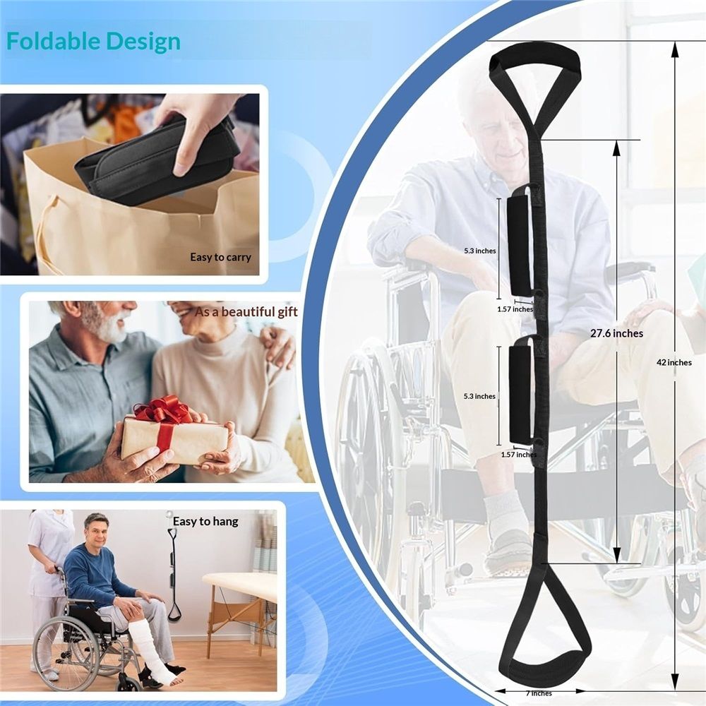 Multi-Loop Leg Lifter Strap 42 in,Rigid Hand Strap Padded Foot Loop with 3 Hand Grips Aid Device for Recovering Getting in and Out of Bed, Couch, Car and Wheelchair - for Adults,Elderly Women and Men - Image 3