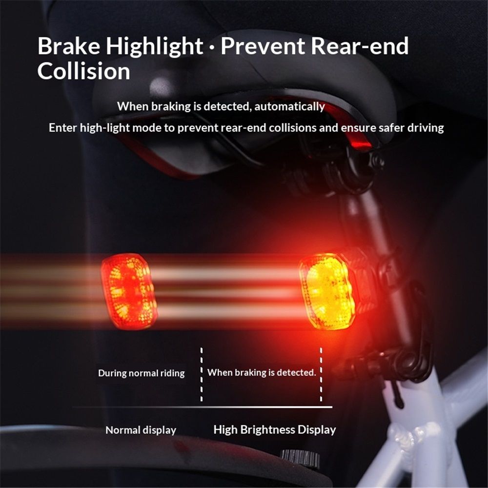 Smart Bike Tail Light Brake Sensing Bicycle Rear Lights Rechargeable Waterproof Bright LED Bike Light Cycling Safety Road BikeTaillight Accessories 6 Modes - Image 2